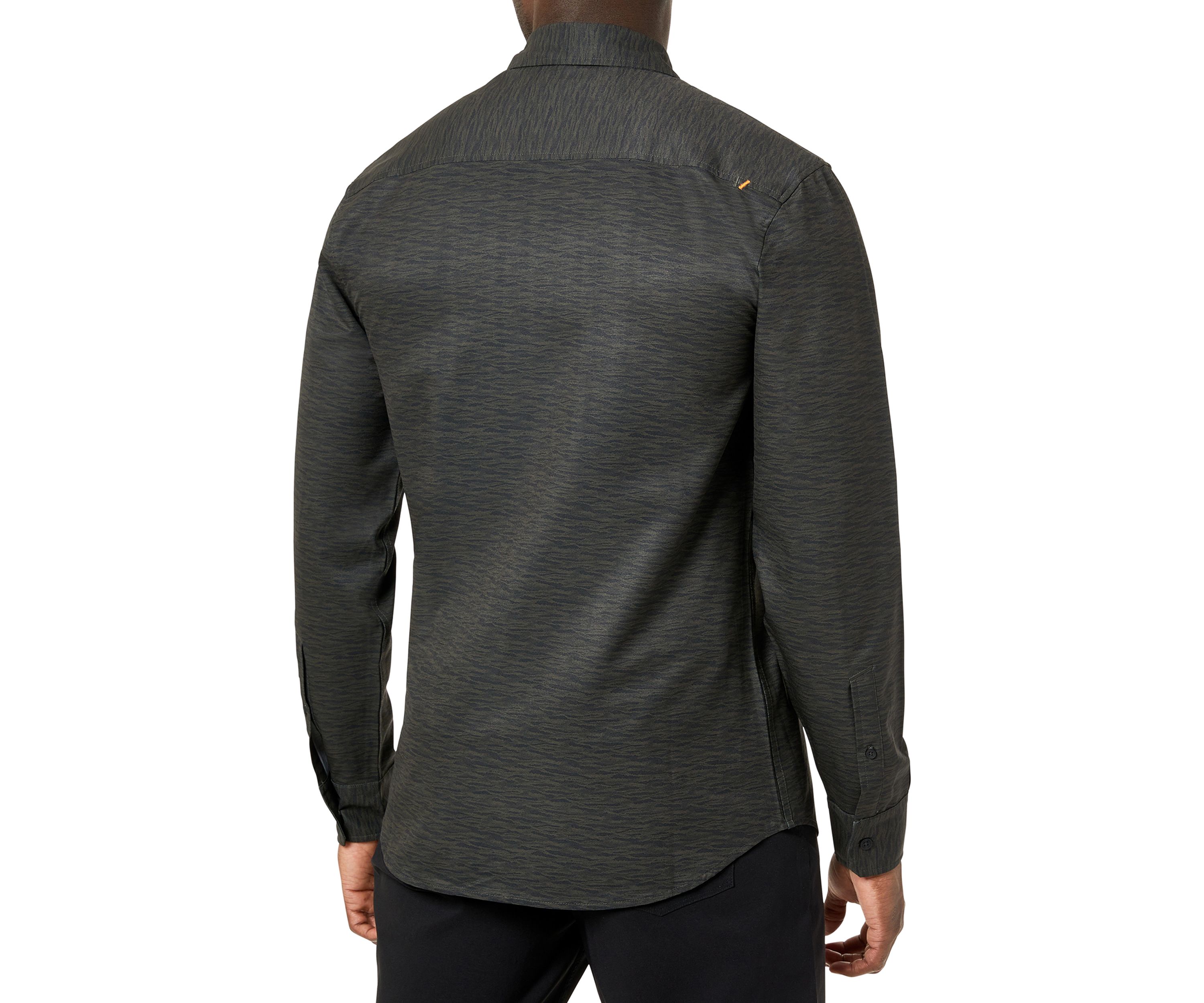 Mens Long Sleeve Green Camo Print Classic Sport Shirt