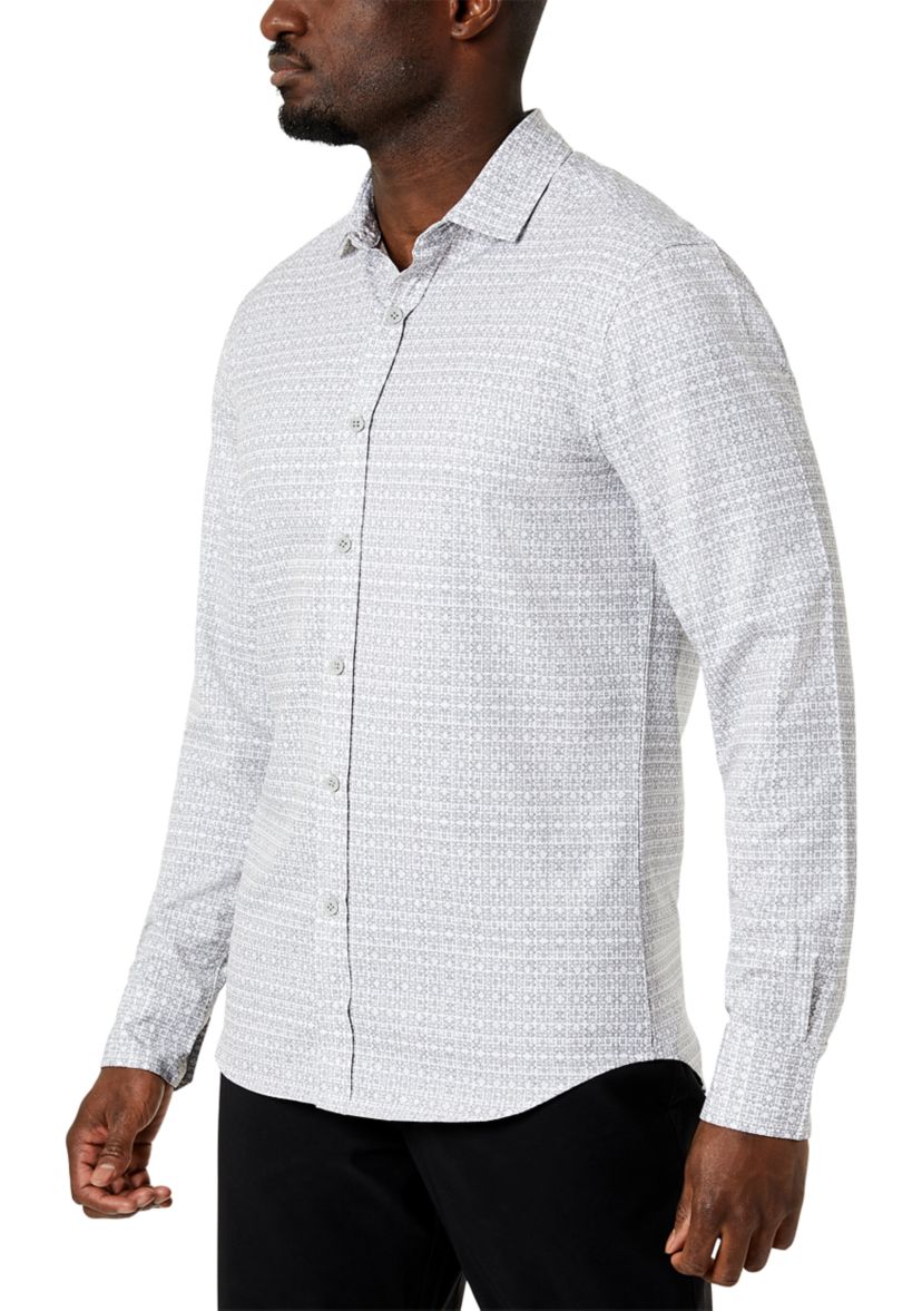 Mens Long Sleeve Printed Sport Shirt