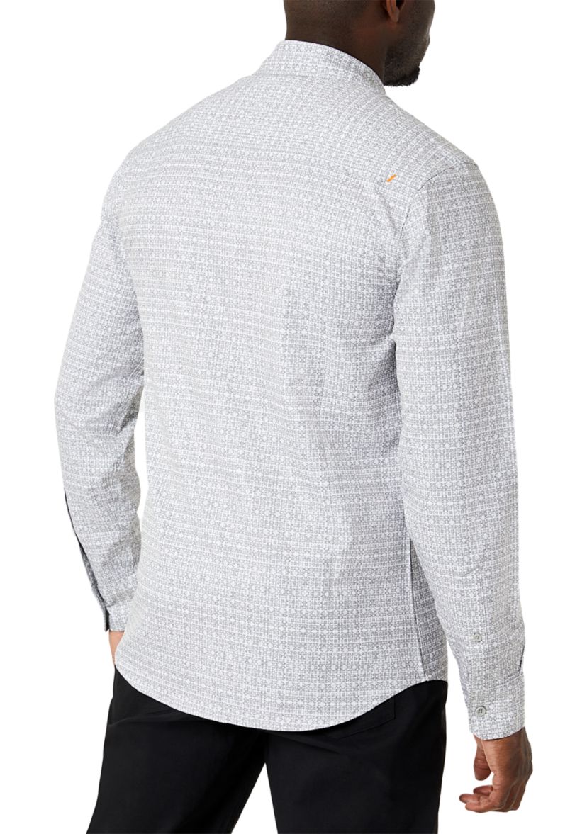 Mens Long Sleeve Printed Sport Shirt