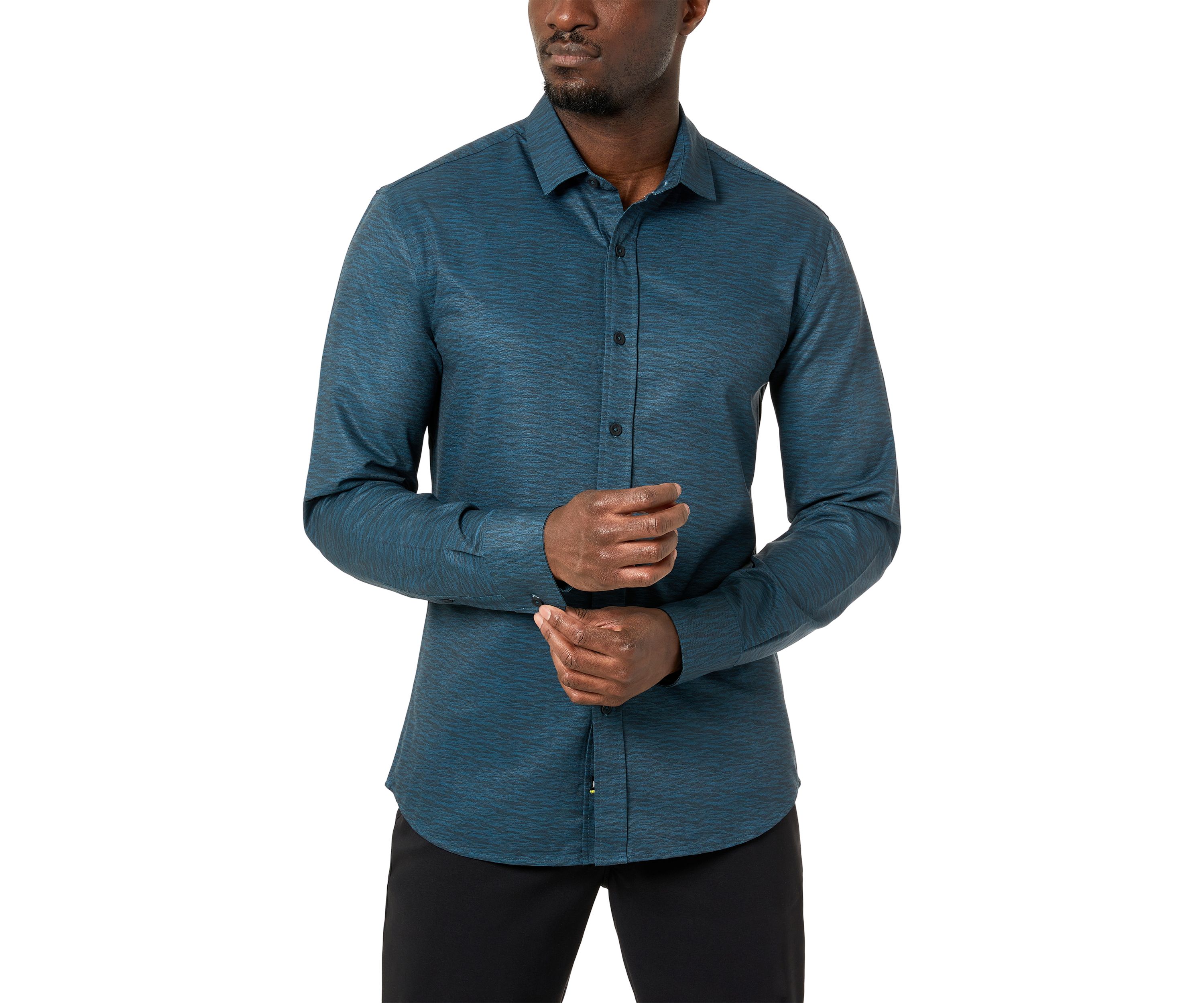Mens Long Sleeve Printed Sport Shirt