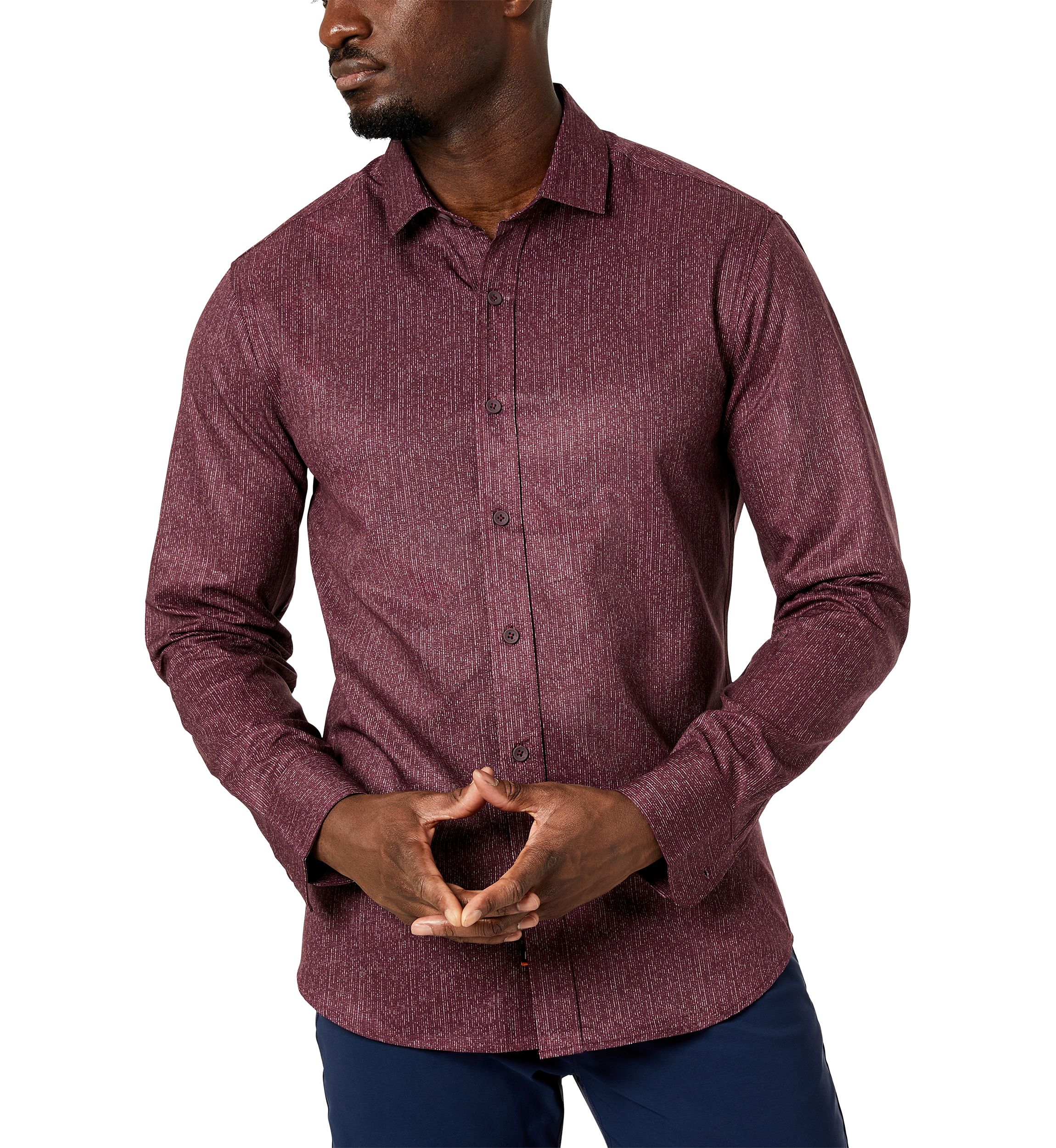 Mens Long Sleeve Printed Sport Shirt