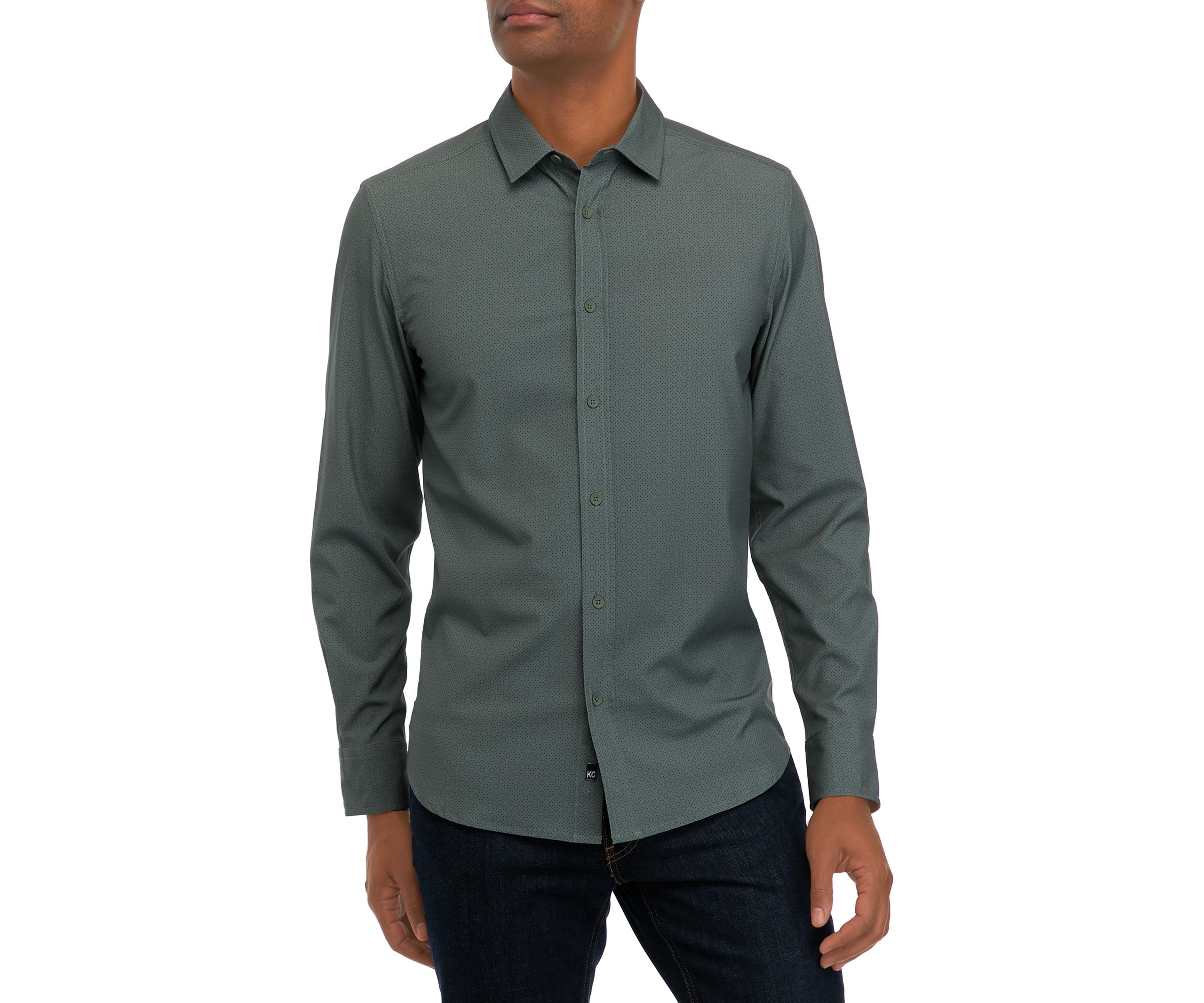 Mens Long Sleeve Printed Sport Shirt