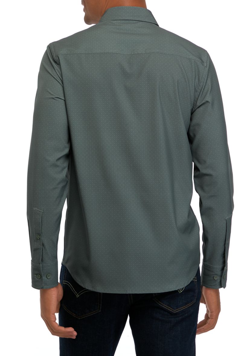Mens Long Sleeve Printed Sport Shirt