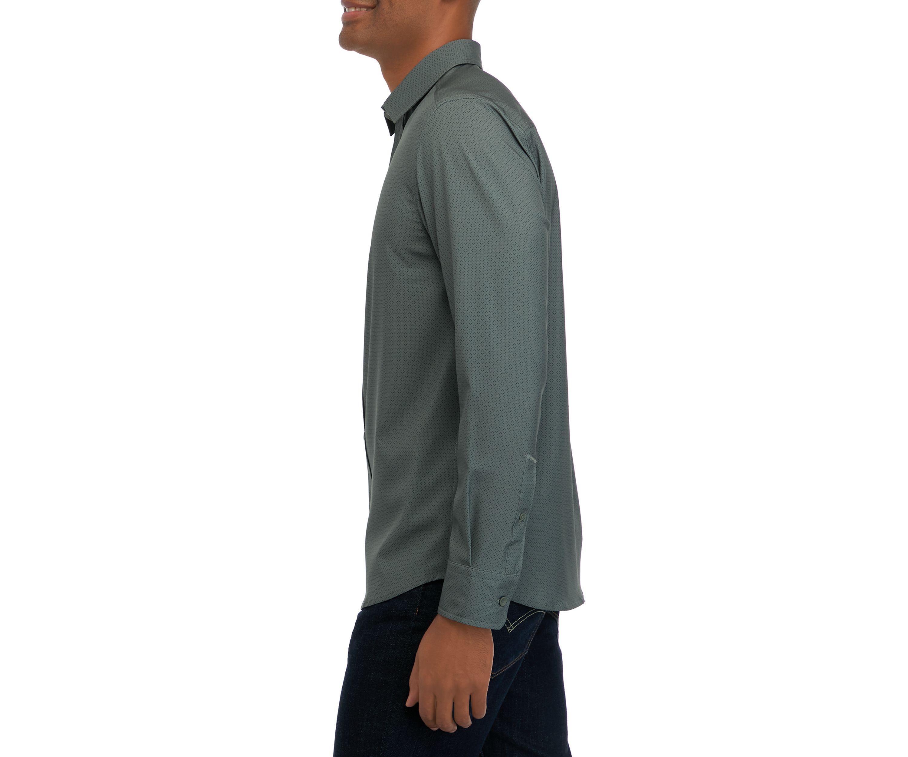 Mens Long Sleeve Printed Sport Shirt