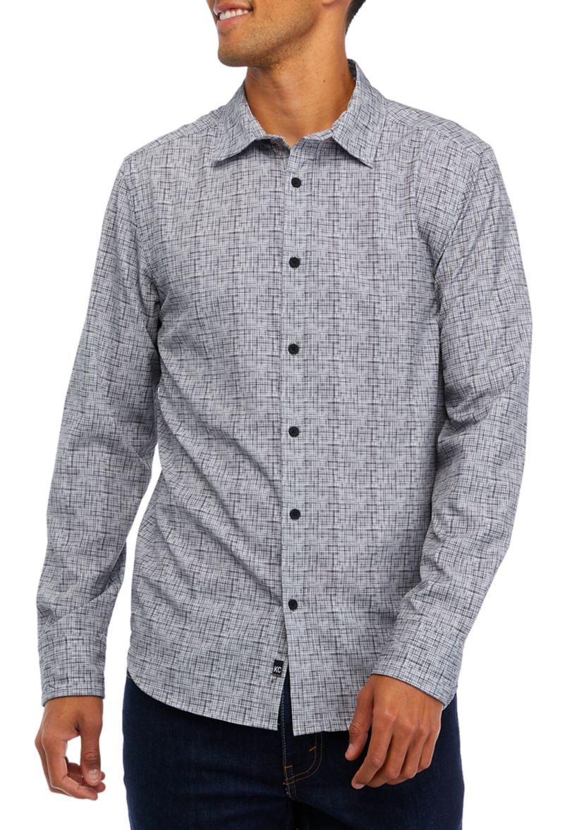 Mens Long Sleeve Printed Sport Shirt