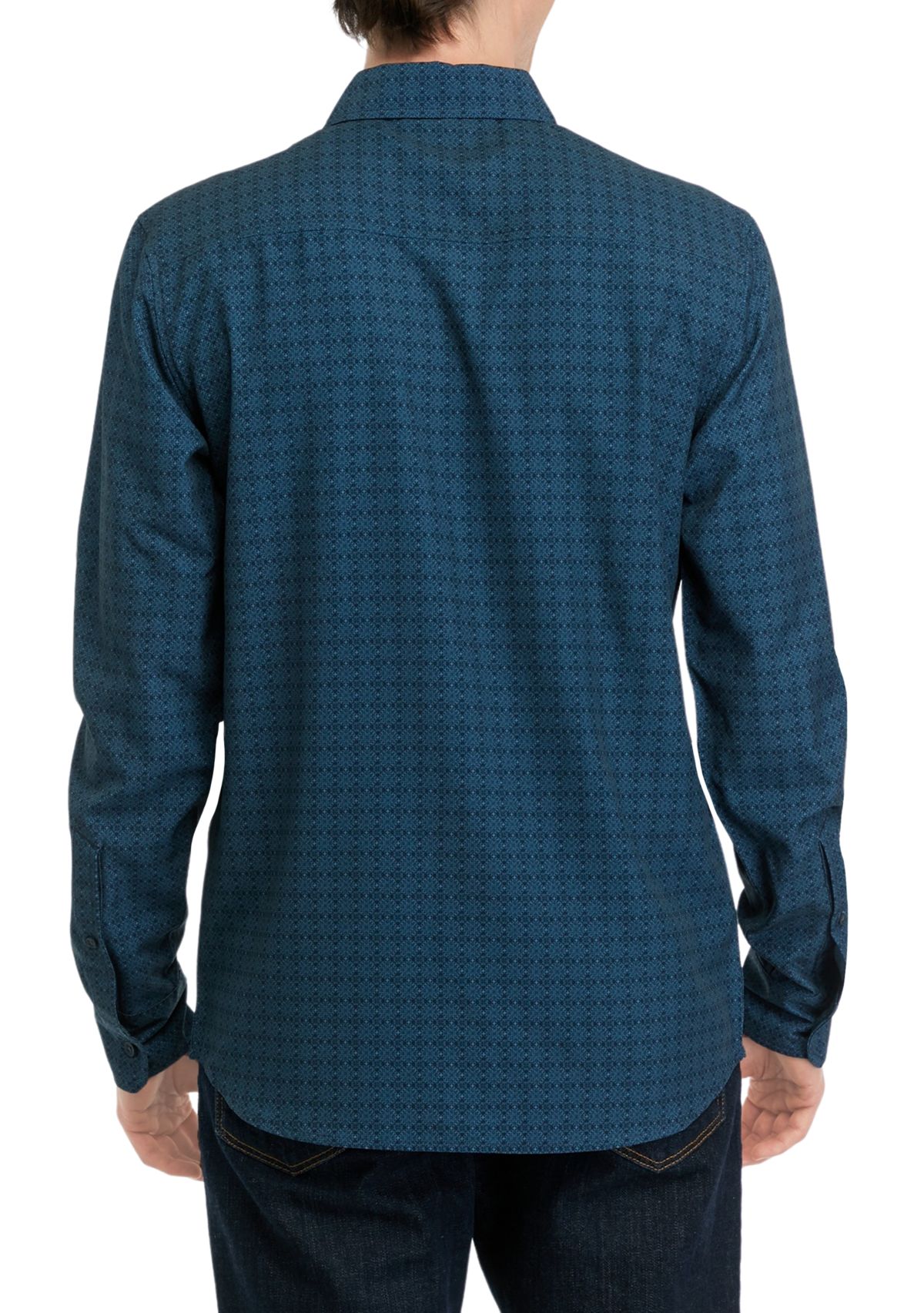 Mens Long Sleeve Printed Sport Shirt