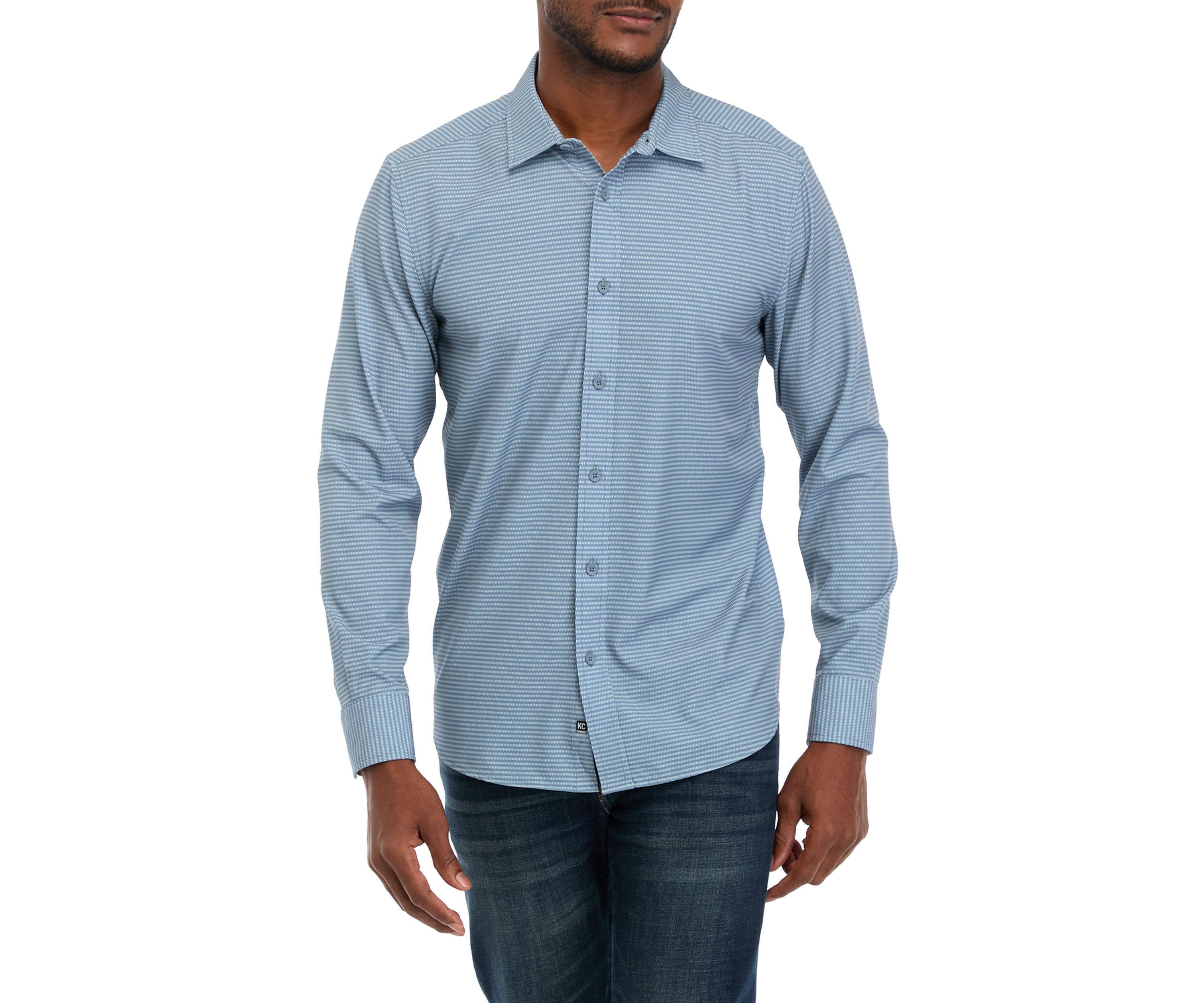 Mens Long Sleeve Woven Mesh Print Shirt