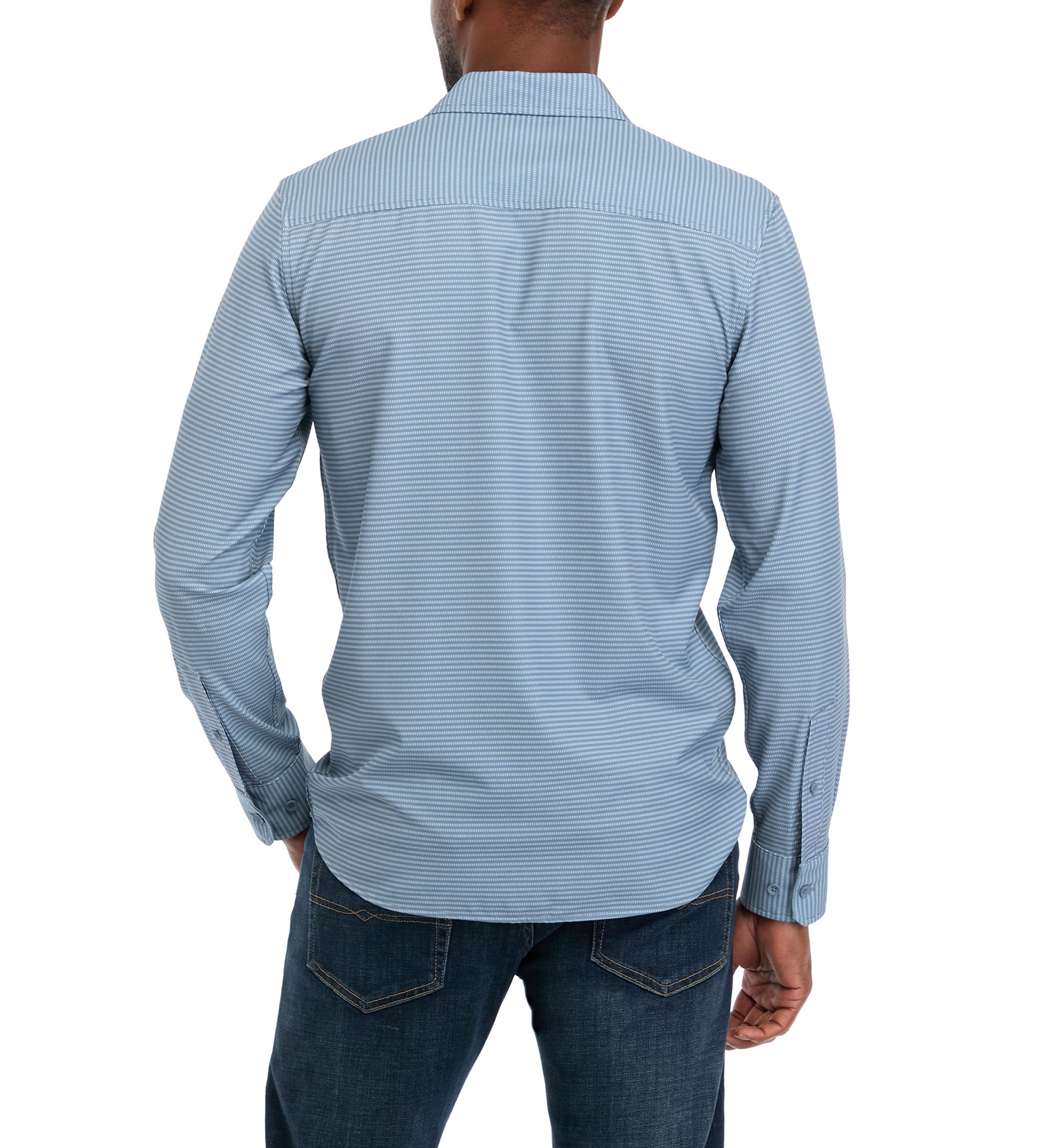 Mens Long Sleeve Woven Mesh Print Shirt