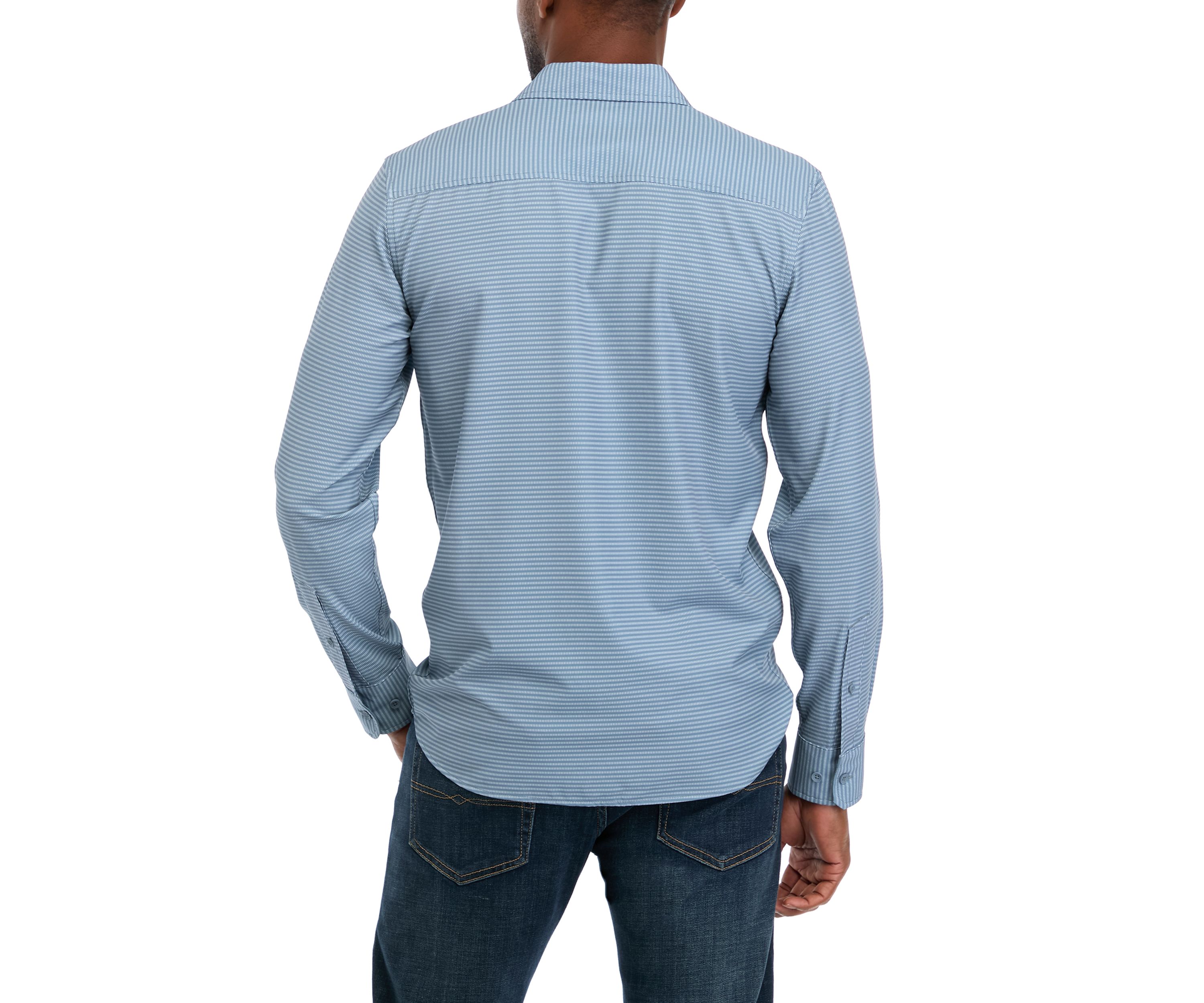 Mens Long Sleeve Woven Mesh Print Shirt
