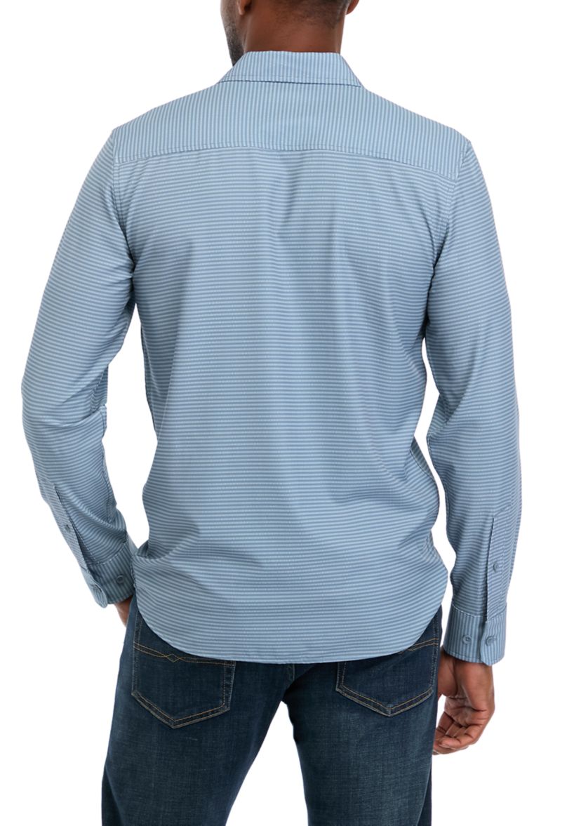 Mens Long Sleeve Woven Mesh Print Shirt