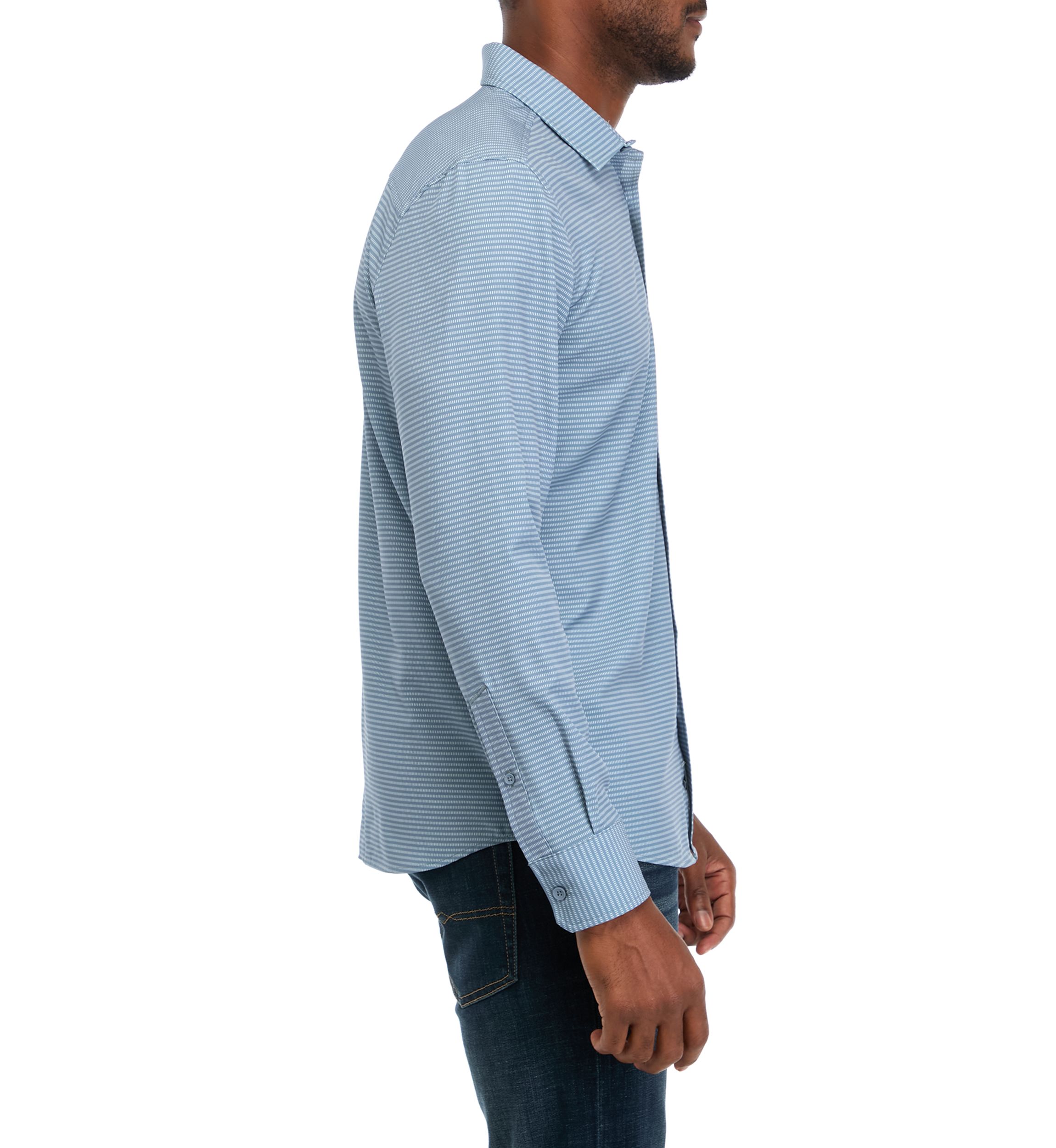 Mens Long Sleeve Woven Mesh Print Shirt