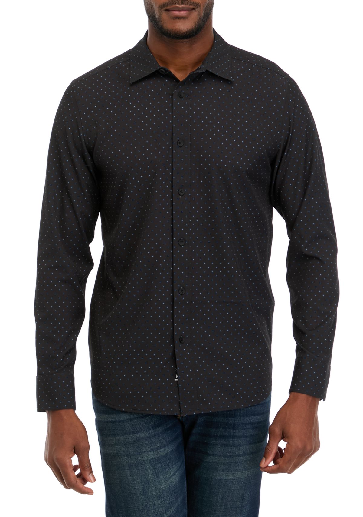Mens Long Sleeve Printed Woven Shirt