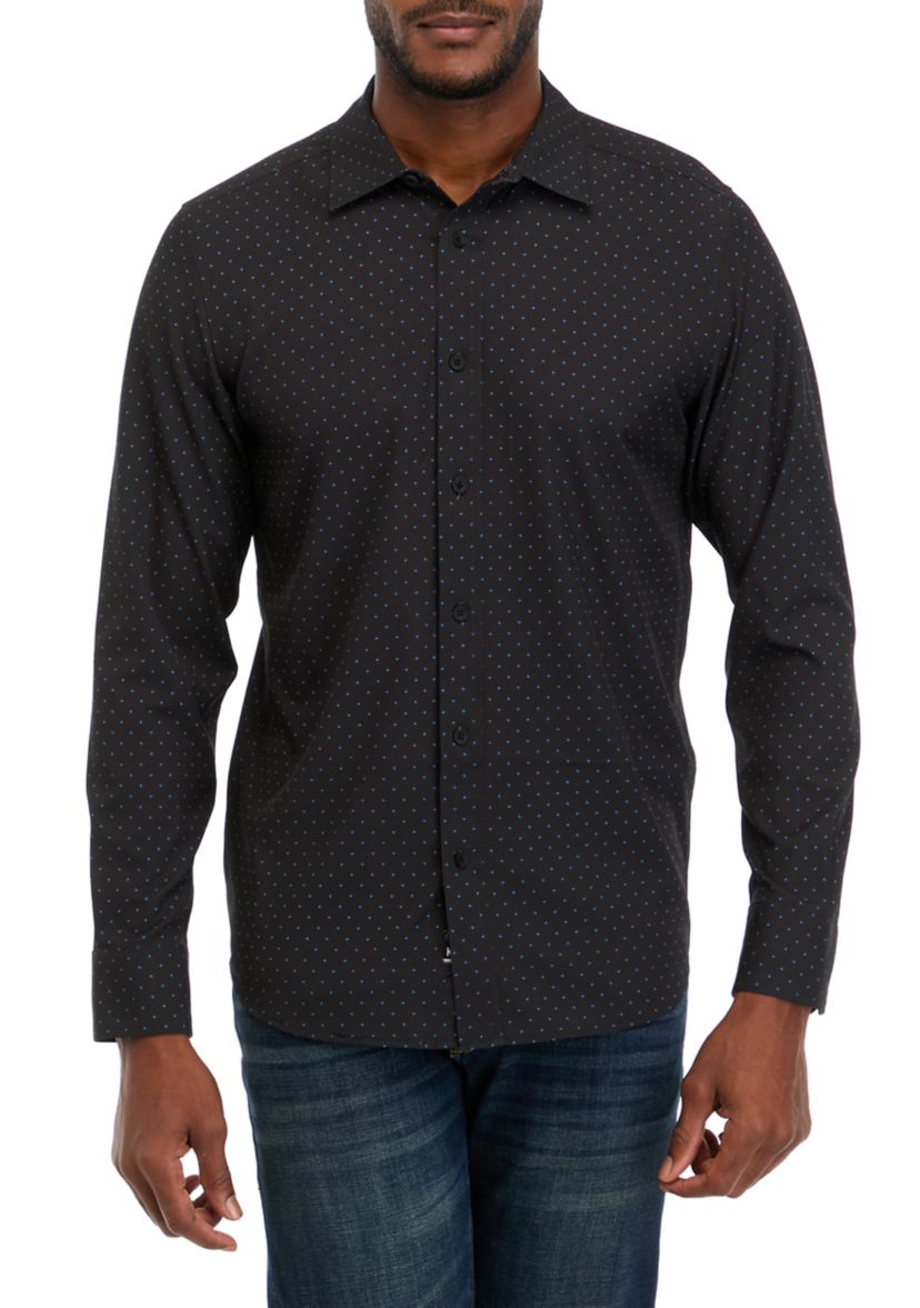 Mens Long Sleeve Printed Woven Shirt