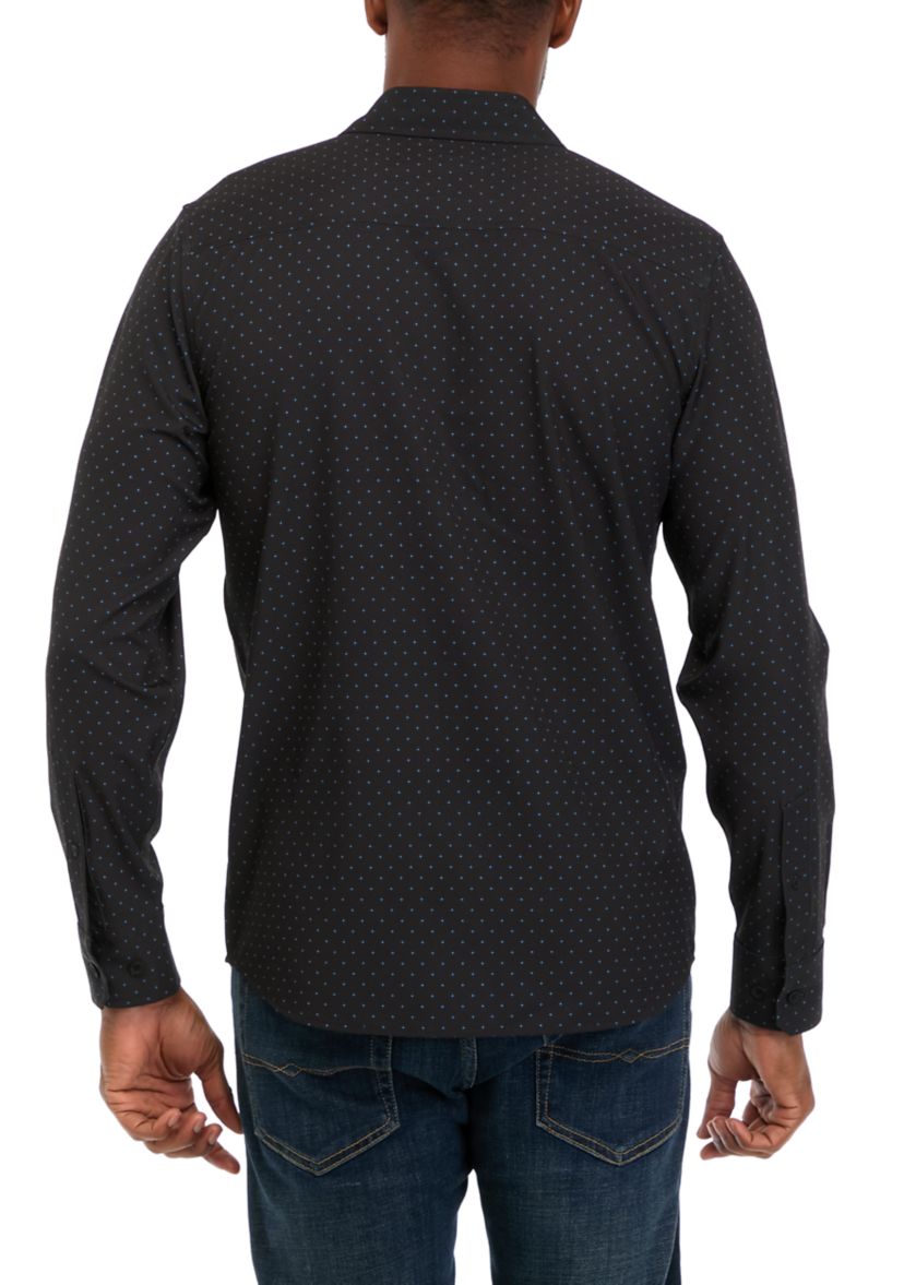 Mens Long Sleeve Printed Woven Shirt