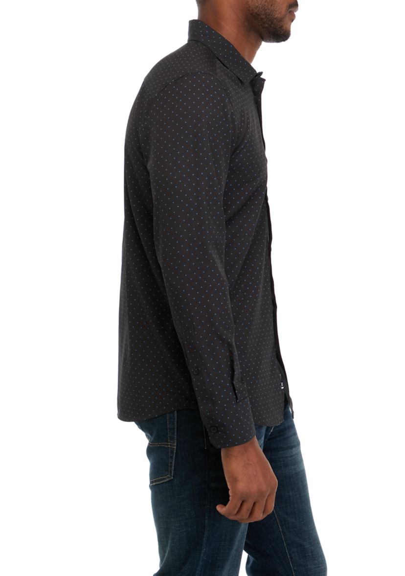 Mens Long Sleeve Printed Woven Shirt
