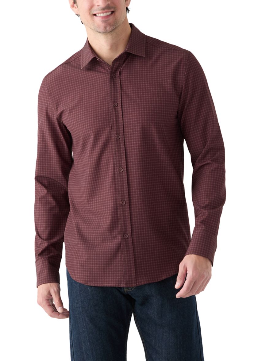 Mens Red Heather Check Dress Shirt