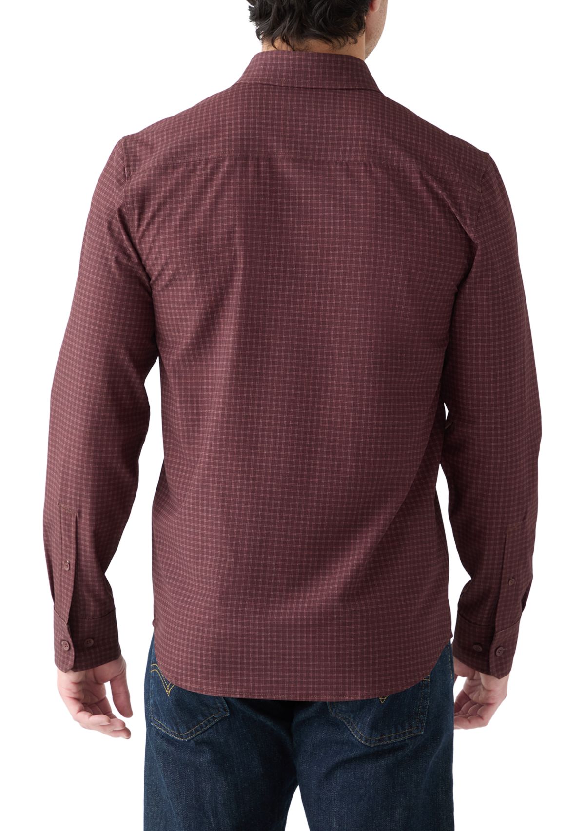 Mens Red Heather Check Dress Shirt