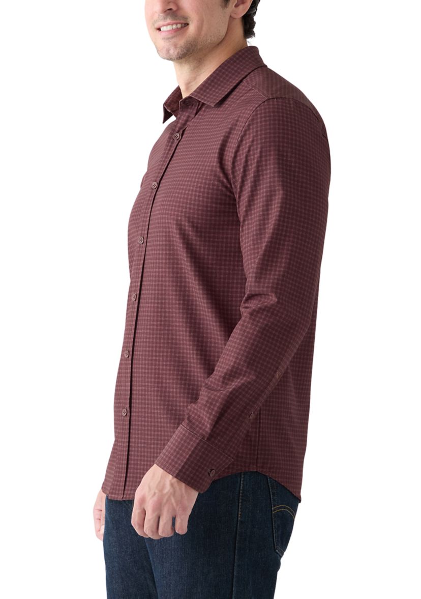 Mens Red Heather Check Dress Shirt