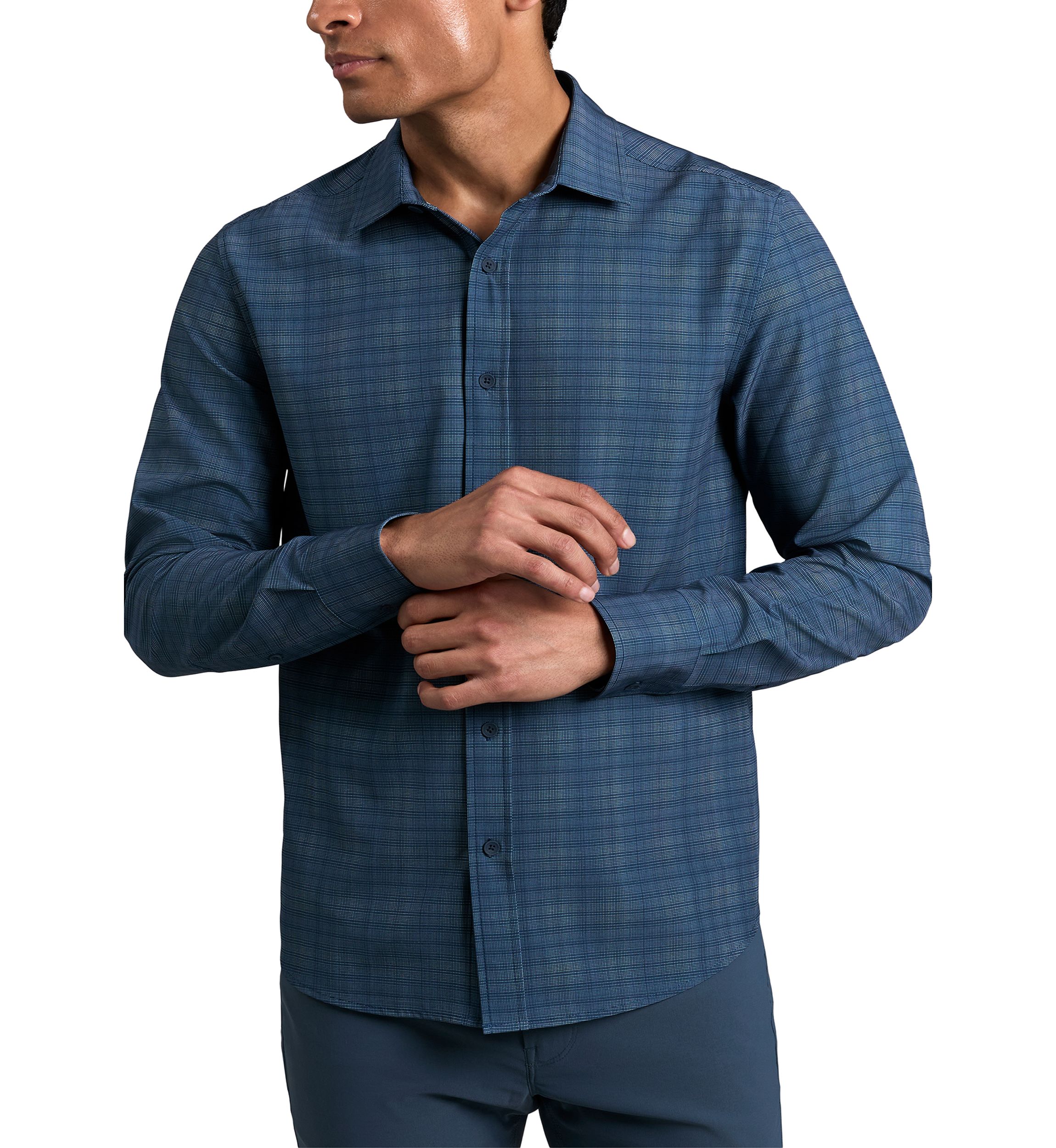 Mens Long Sleeve Plaid Button Up Shirt