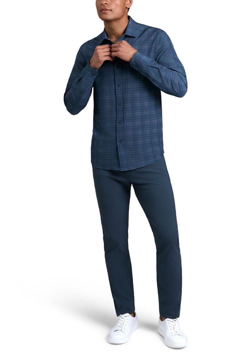 Mens Long Sleeve Plaid Button Up Shirt