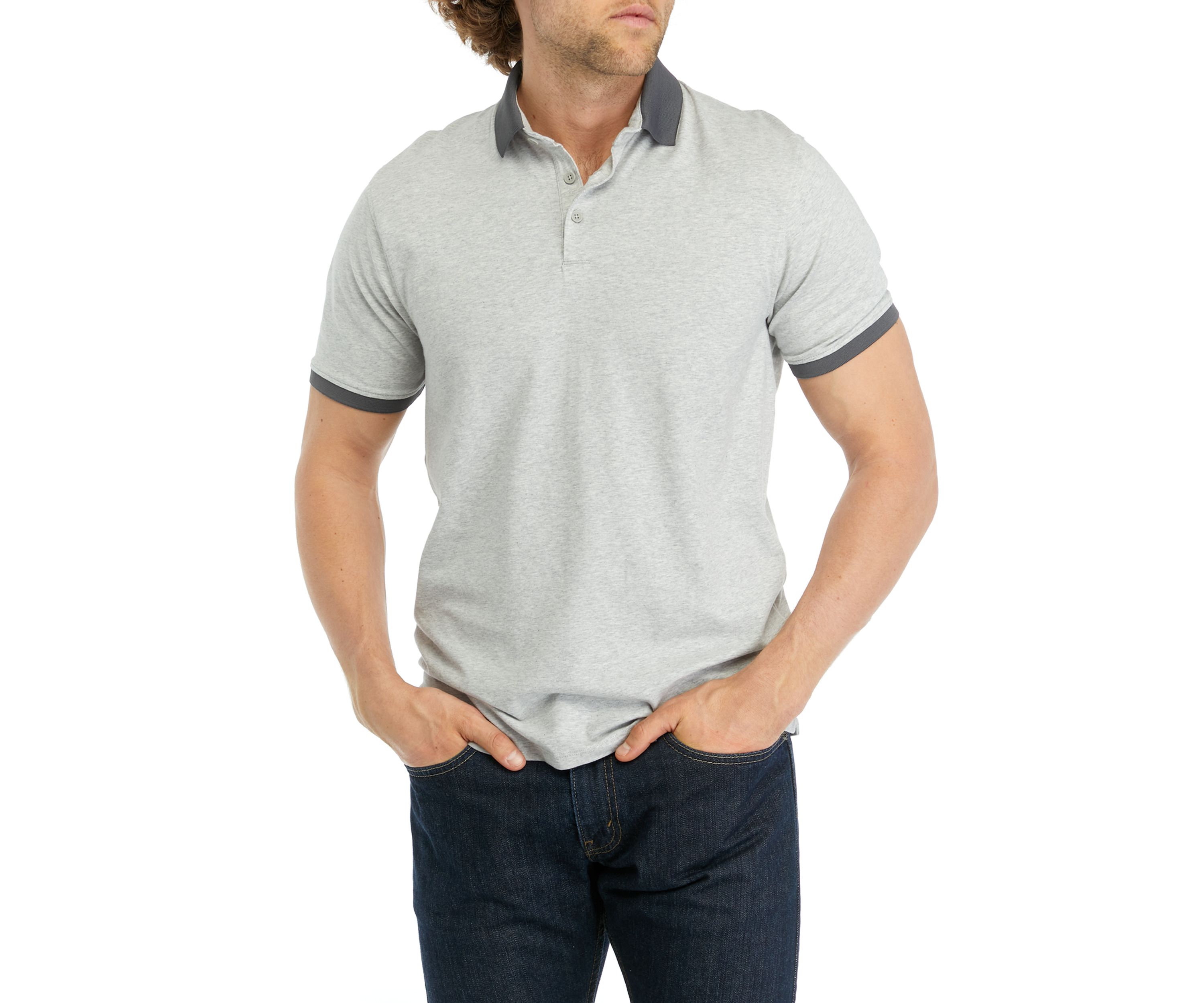 Mens Heathered Solid Short Sleeve Polo Shirt