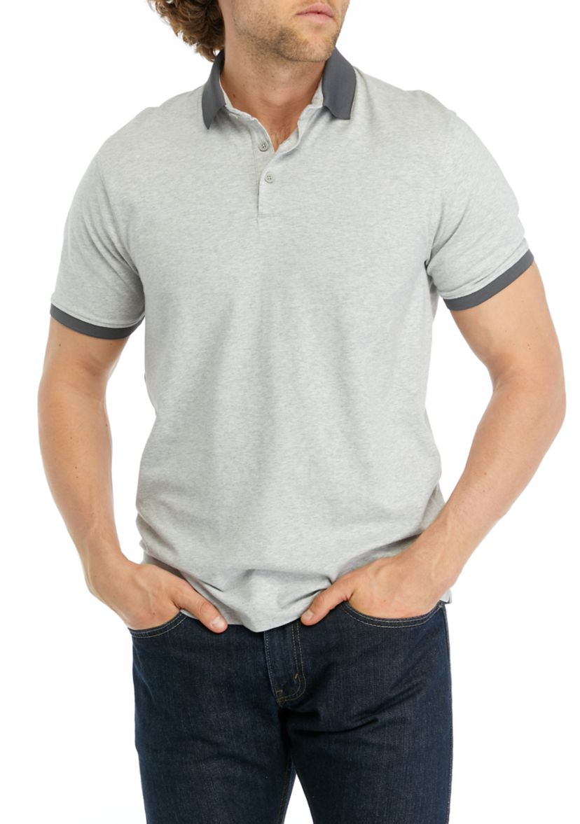 Mens Heathered Solid Short Sleeve Polo Shirt