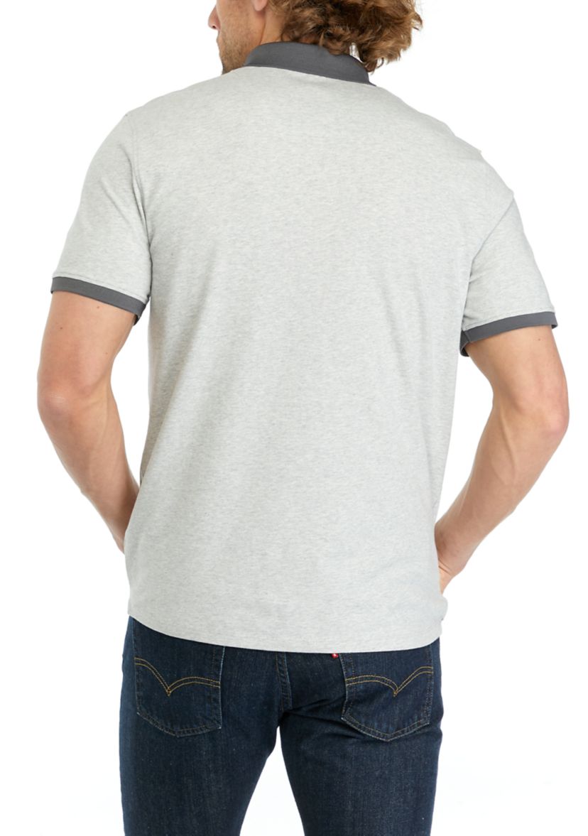 Mens Heathered Solid Short Sleeve Polo Shirt