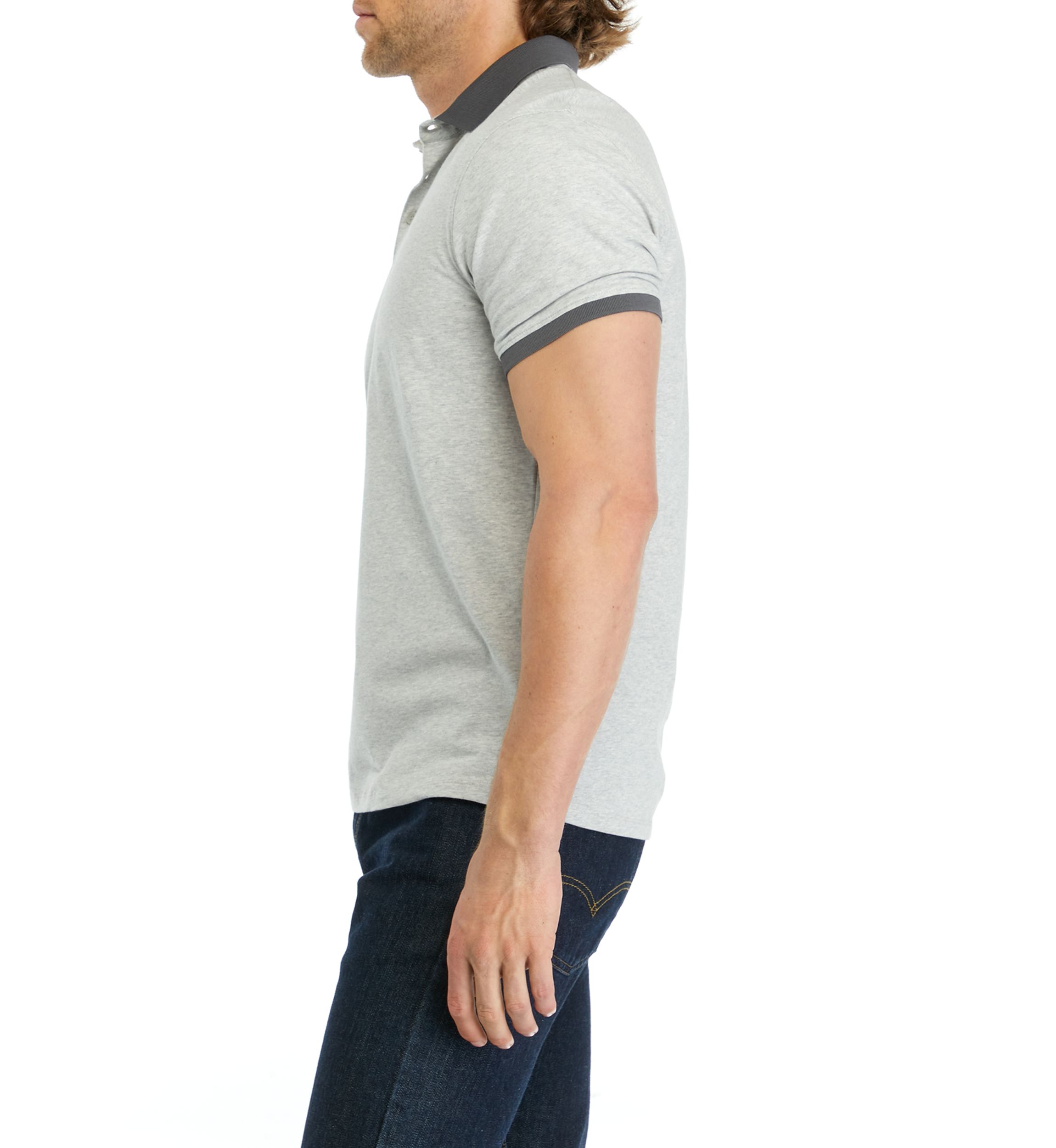 Mens Heathered Solid Short Sleeve Polo Shirt