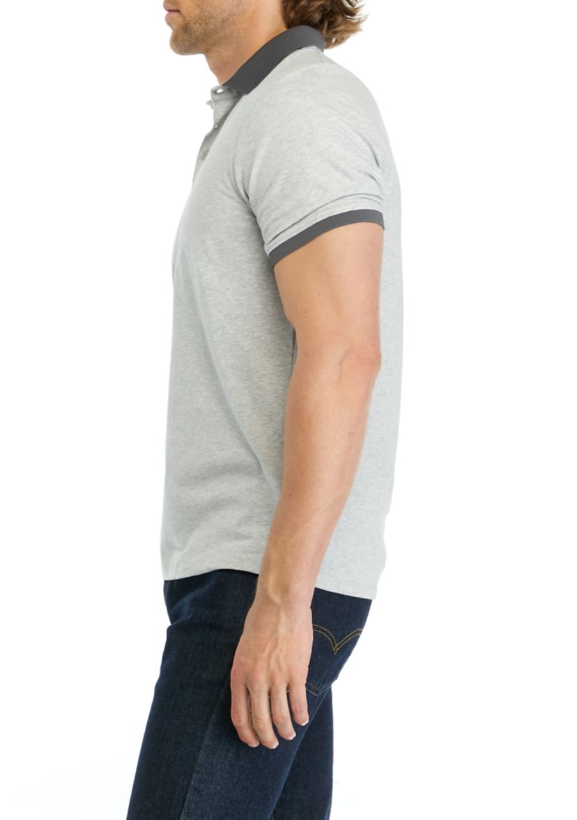 Mens Heathered Solid Short Sleeve Polo Shirt