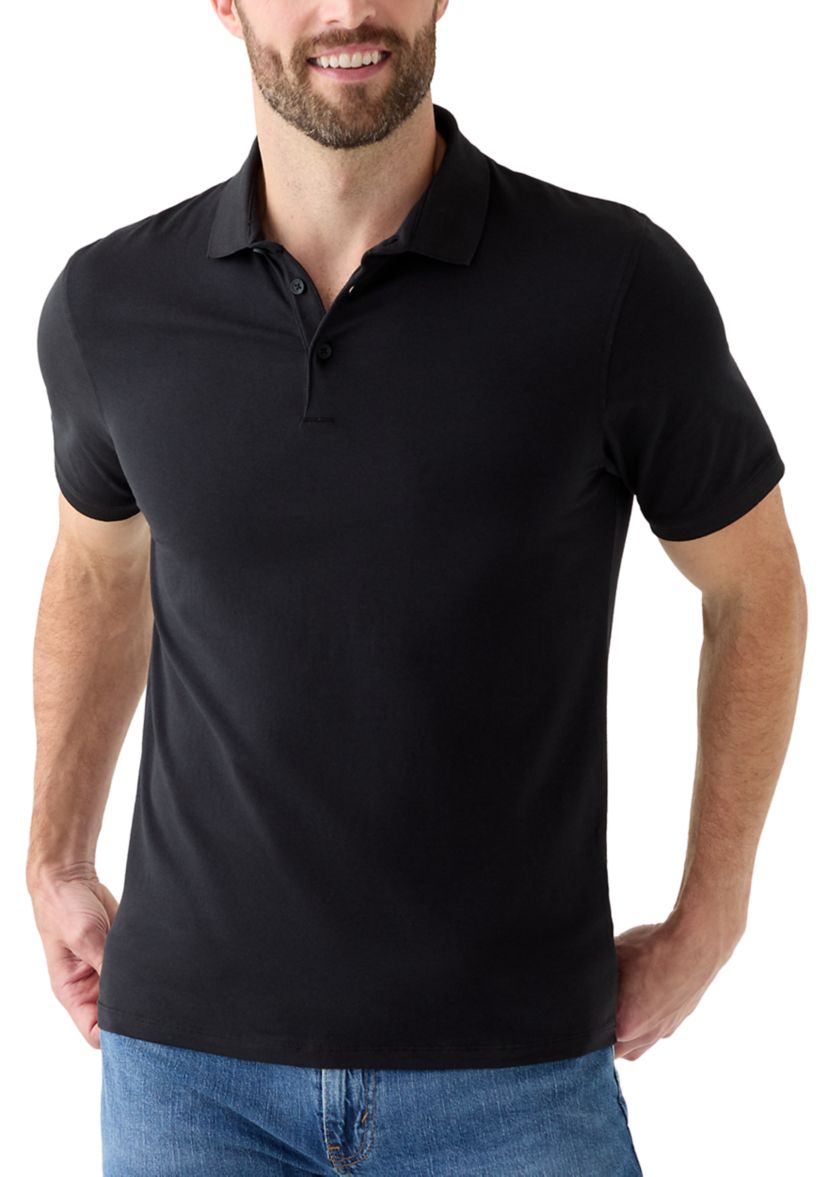 Mens Sport Black Solid Classic Polo Shirt
