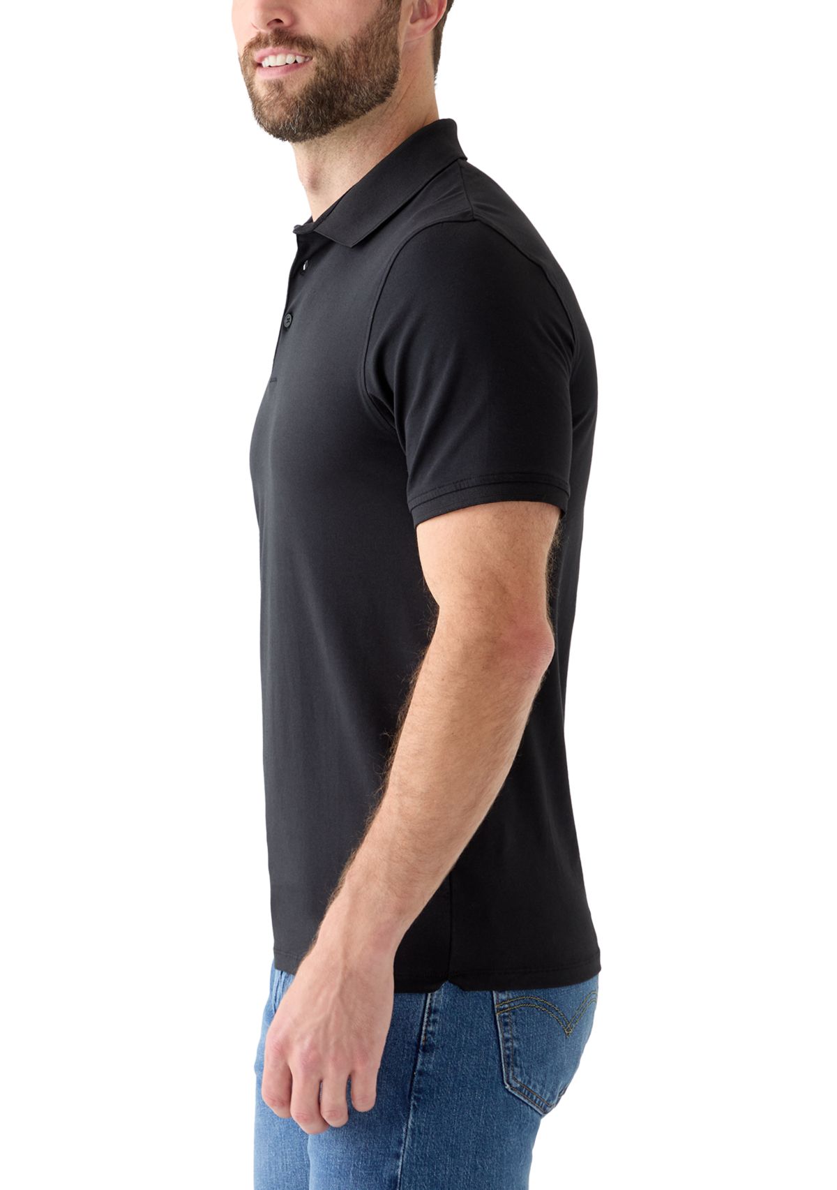 Mens Sport Black Solid Classic Polo Shirt