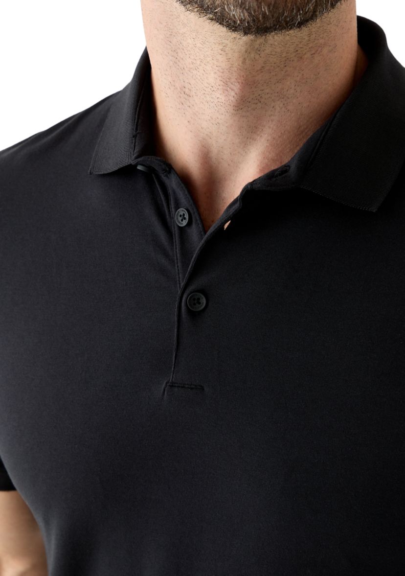 Mens Sport Black Solid Classic Polo Shirt