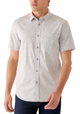 Kenneth Cole Men's Short Sleeve Floral Woven Button Down Shirt, Purple, 2XL
