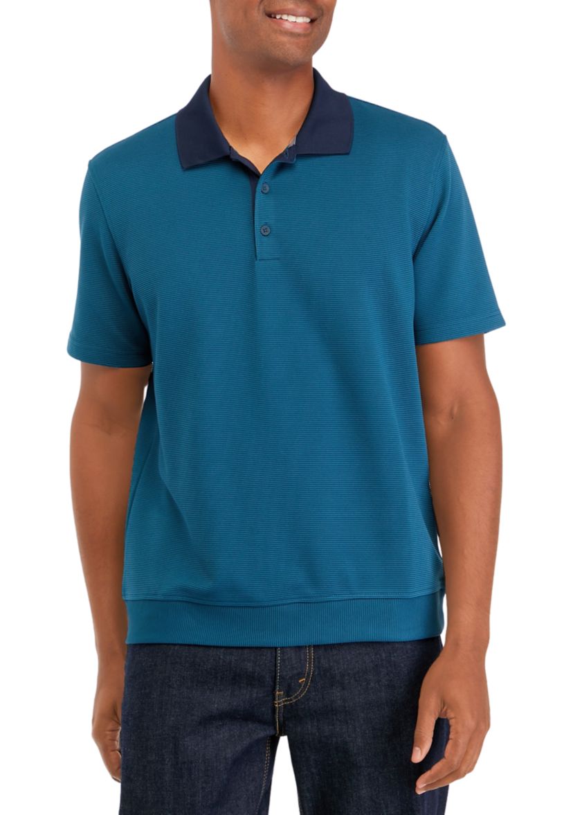 Mens Short Sleeve Contrast Collar Polo Shirt