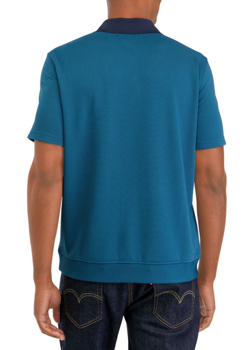 Mens Short Sleeve Contrast Collar Polo Shirt
