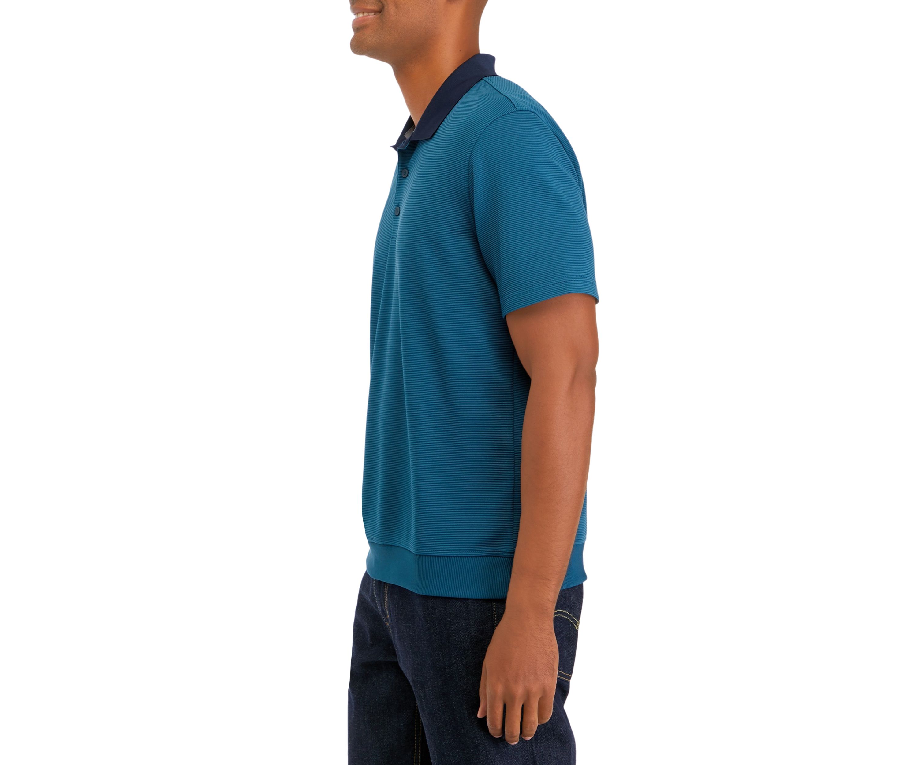 Mens Short Sleeve Contrast Collar Polo Shirt