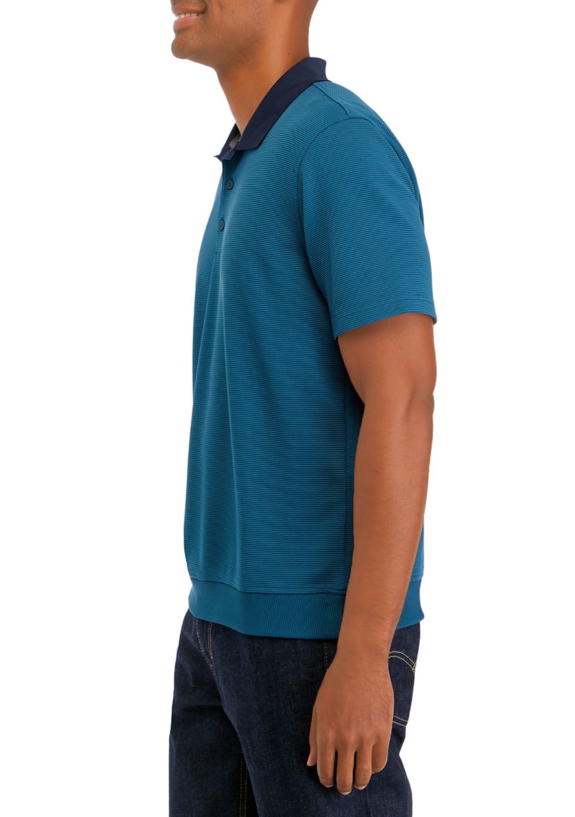 Mens Short Sleeve Contrast Collar Polo Shirt