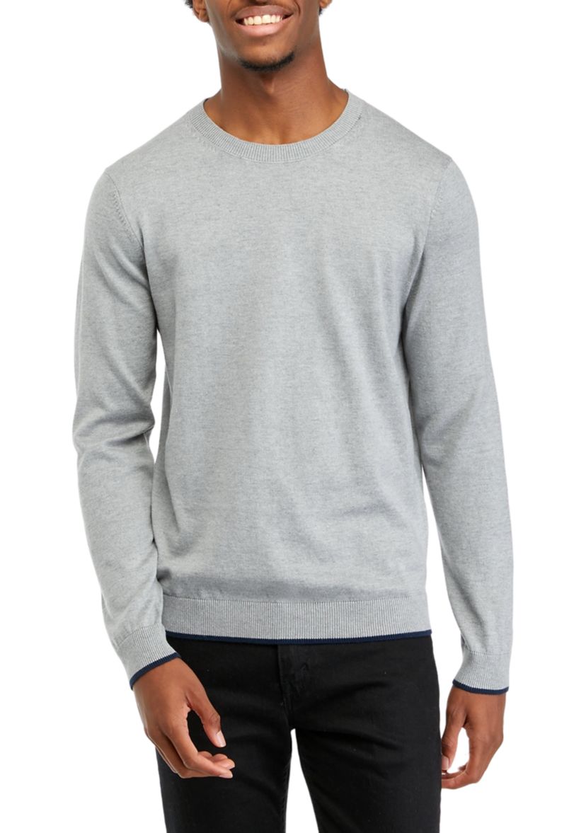 Mens Tipped Sleeve Crew Neck Sweater