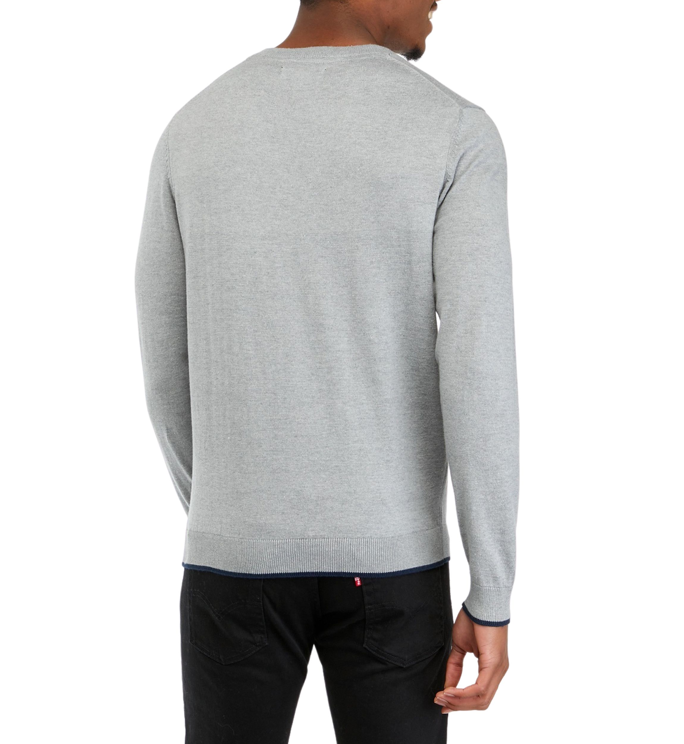 Mens Tipped Sleeve Crew Neck Sweater