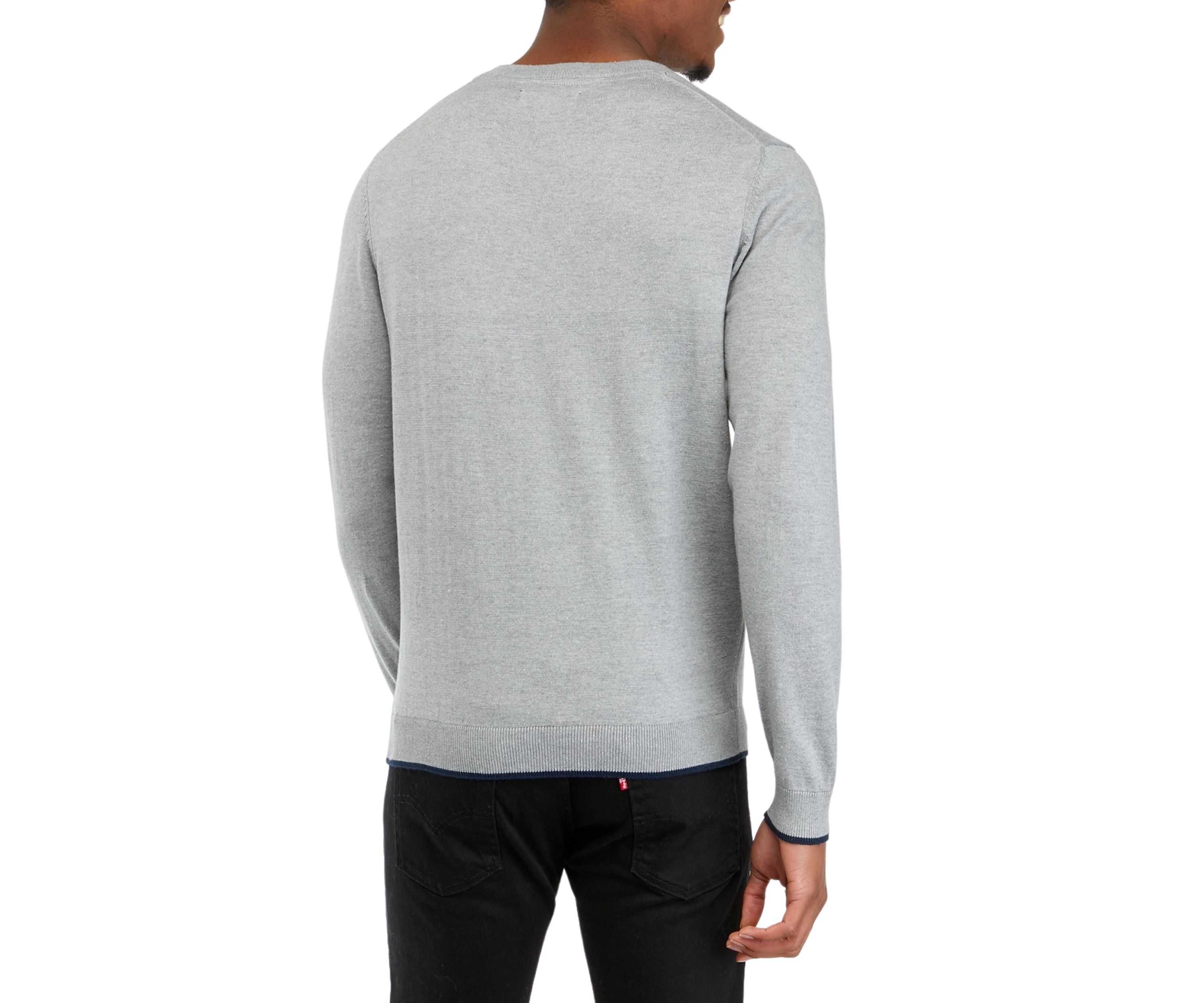 Mens Tipped Sleeve Crew Neck Sweater