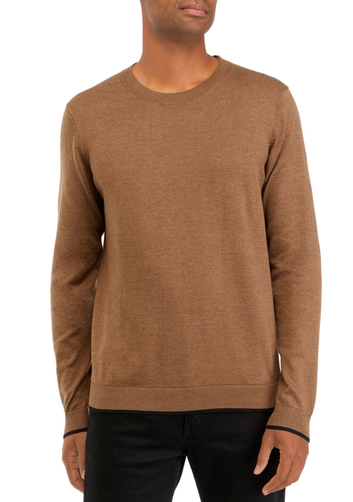 Mens Tipped Sleeve Crew Neck Sweater