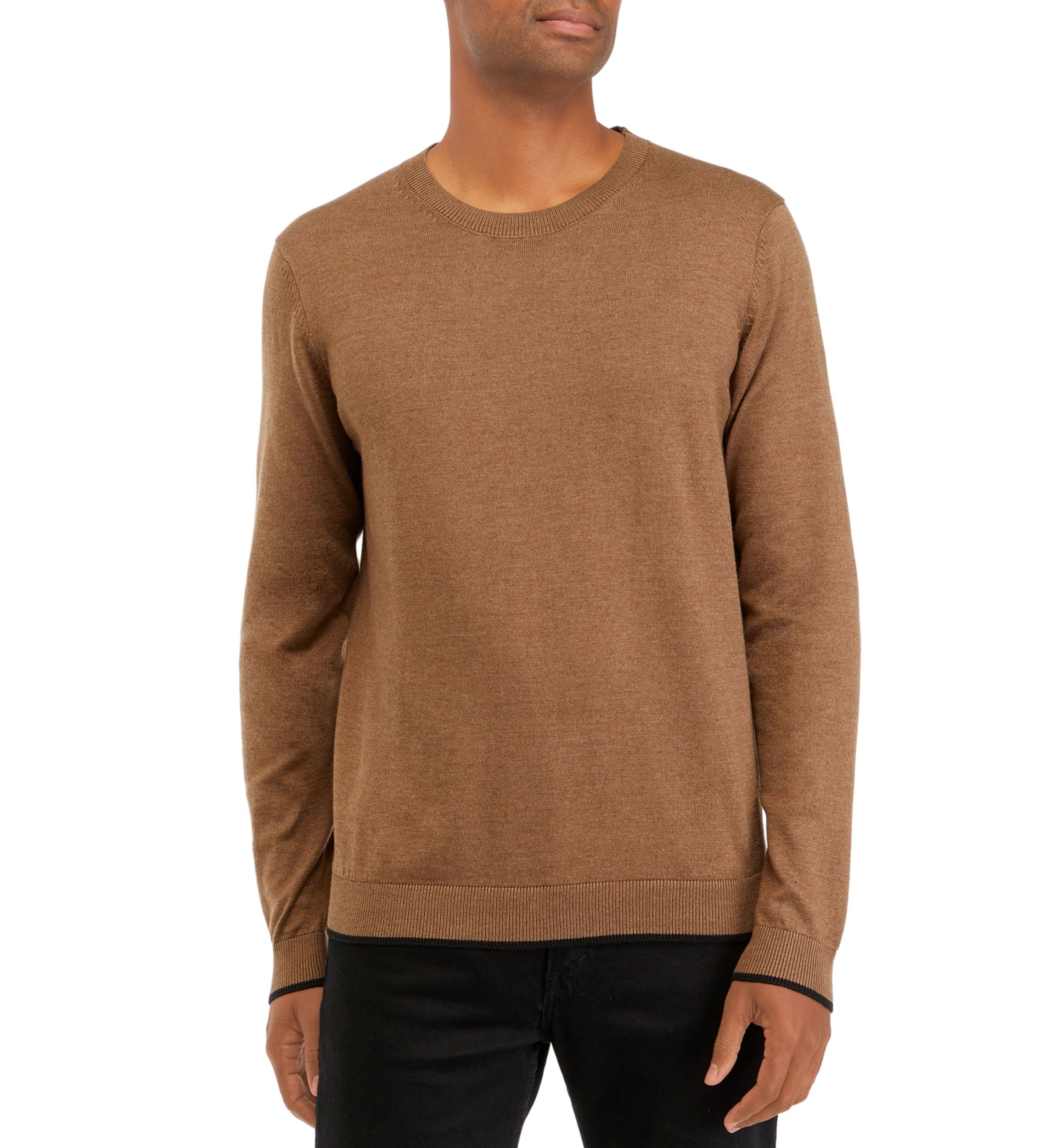 Mens Tipped Sleeve Crew Neck Sweater