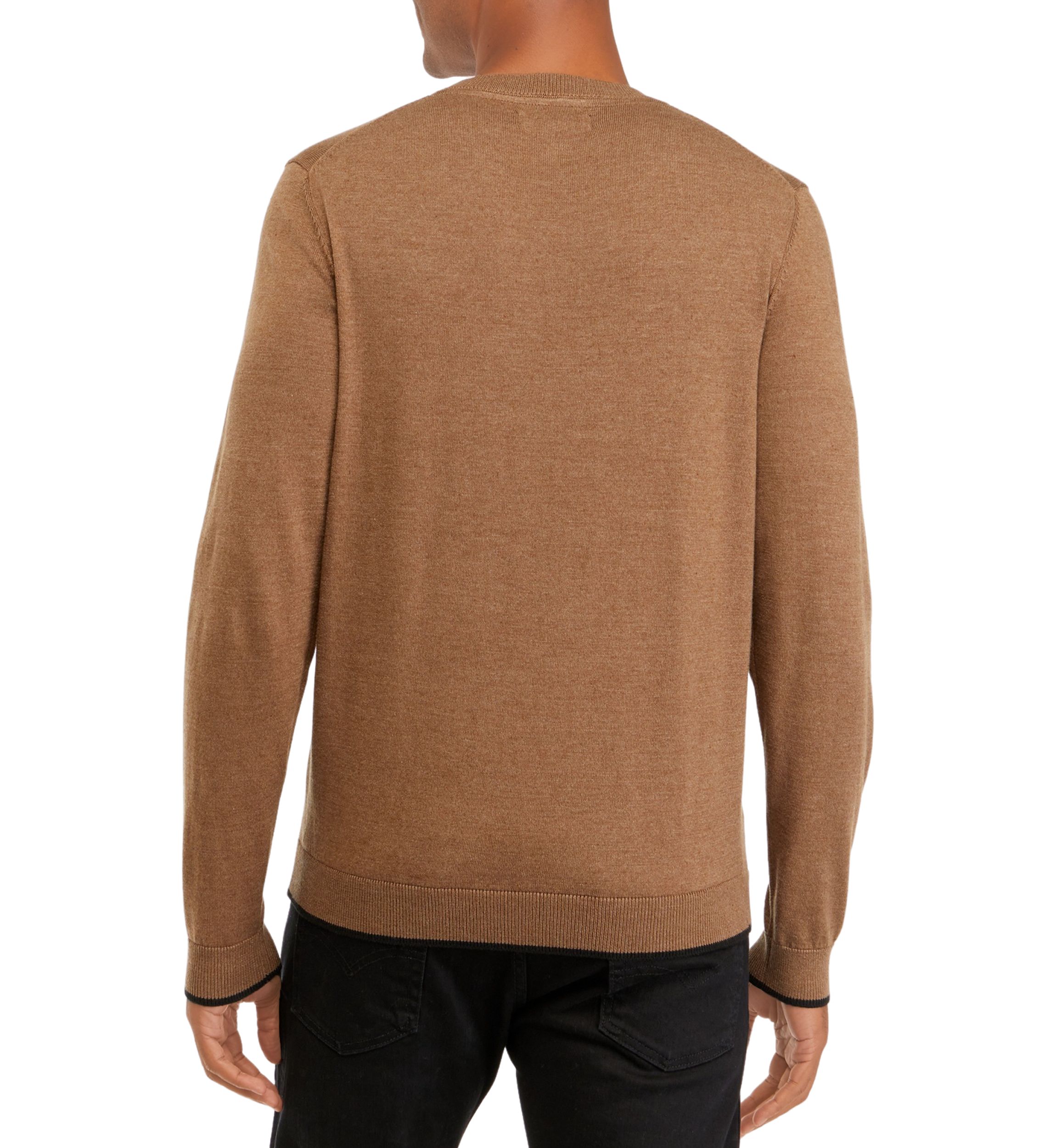 Mens Tipped Sleeve Crew Neck Sweater