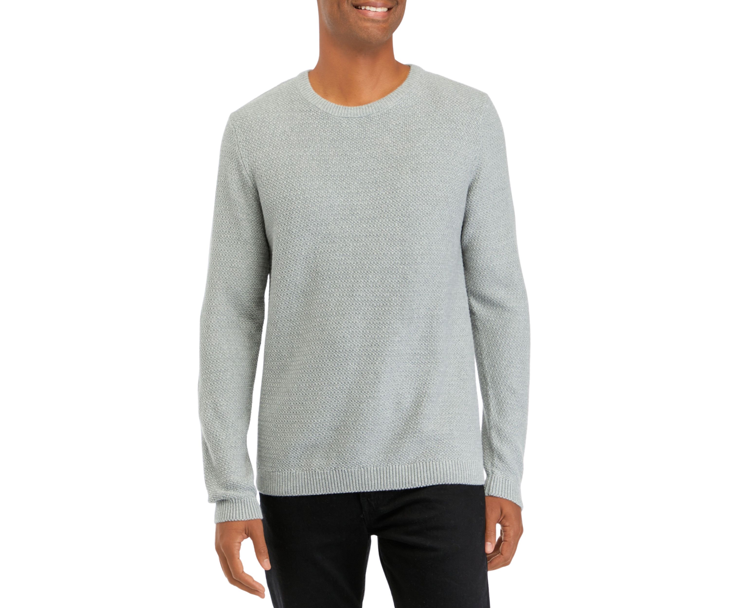 Mens Textured Popcorn Crew Neck Sweater