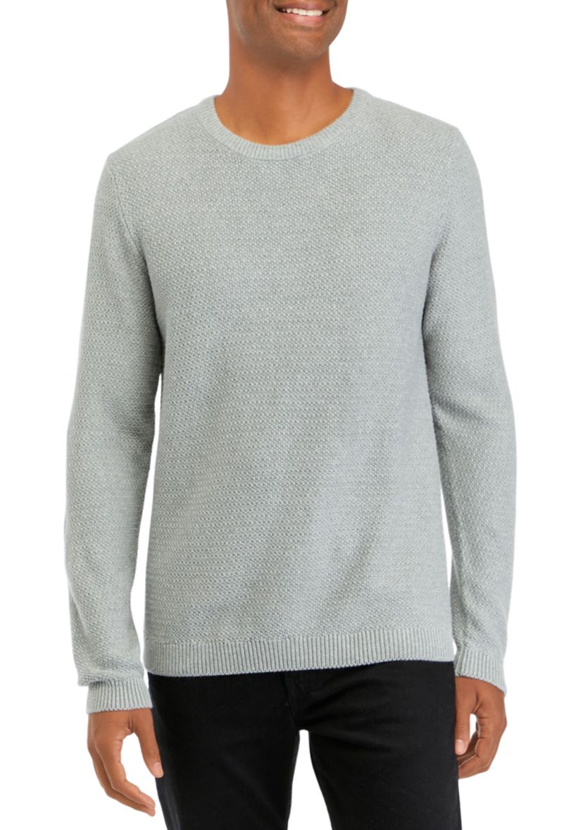 Mens Textured Popcorn Crew Neck Sweater