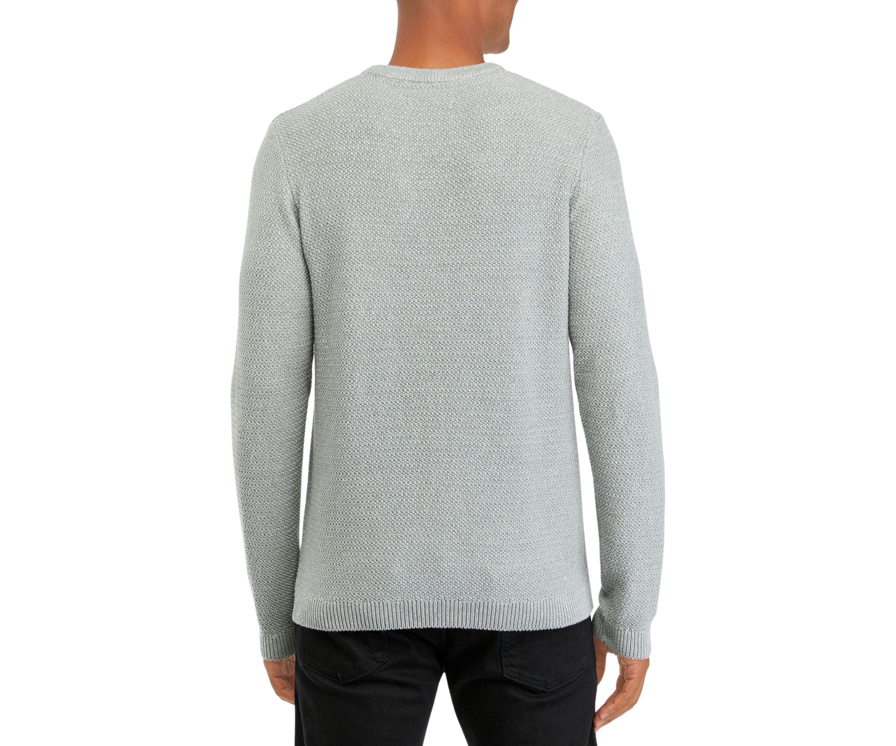 Mens Textured Popcorn Crew Neck Sweater