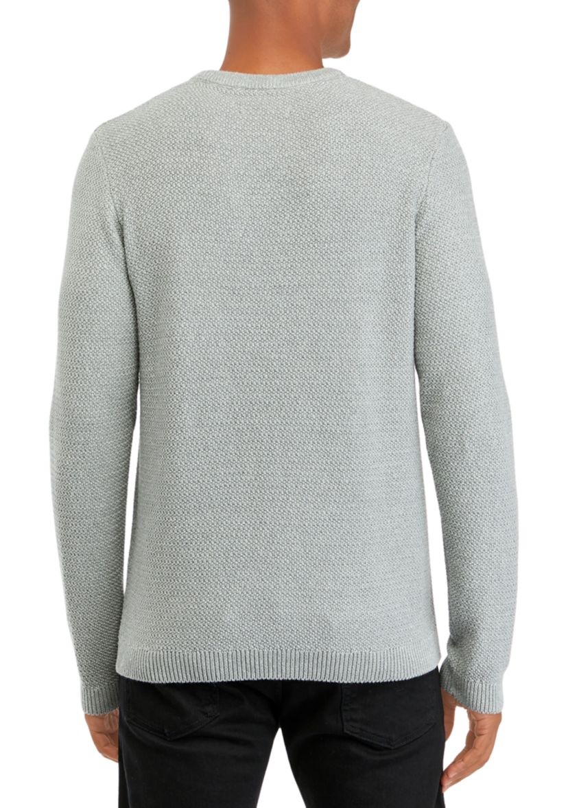 Mens Textured Popcorn Crew Neck Sweater