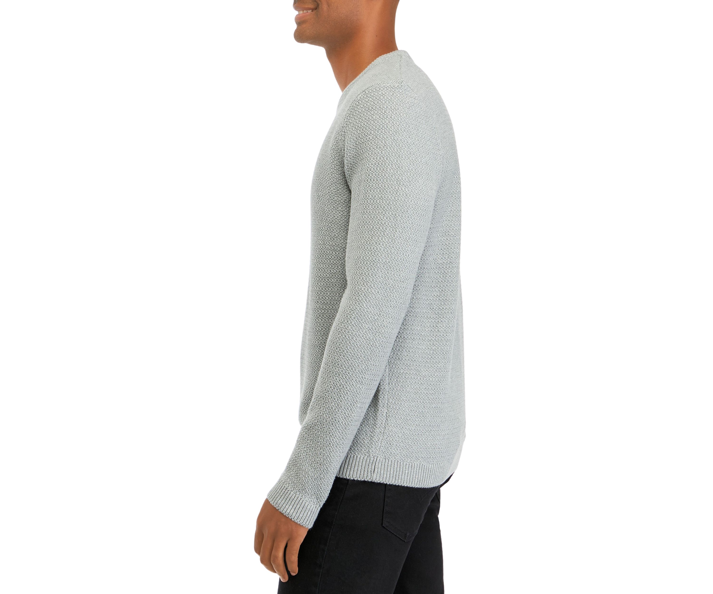 Mens Textured Popcorn Crew Neck Sweater
