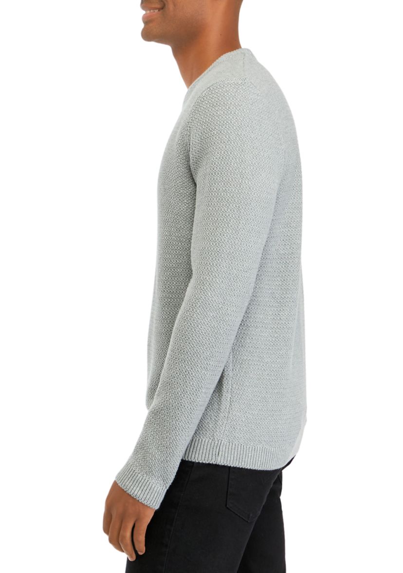 Mens Textured Popcorn Crew Neck Sweater