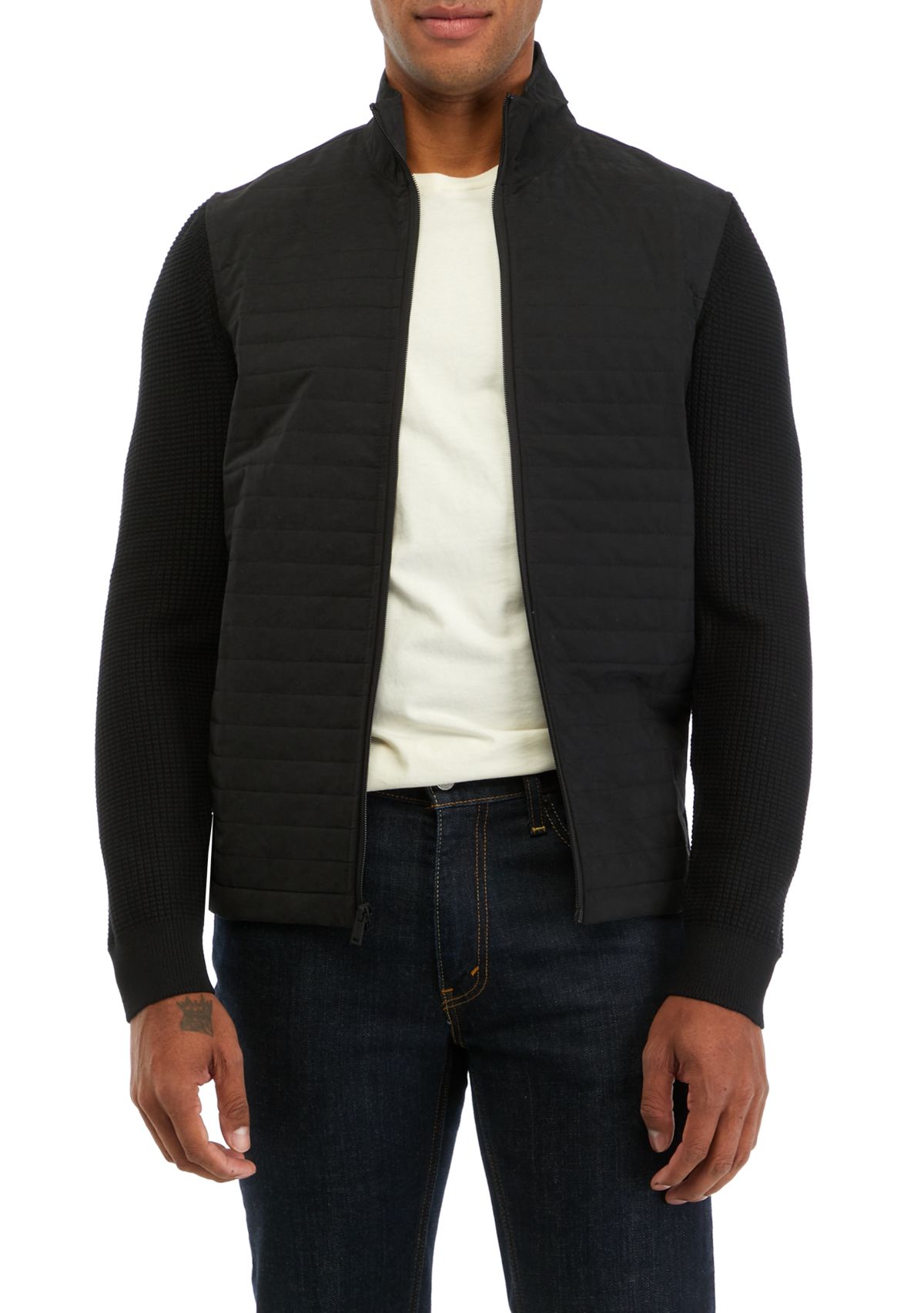 Mens Quilted Full Zip Sweater